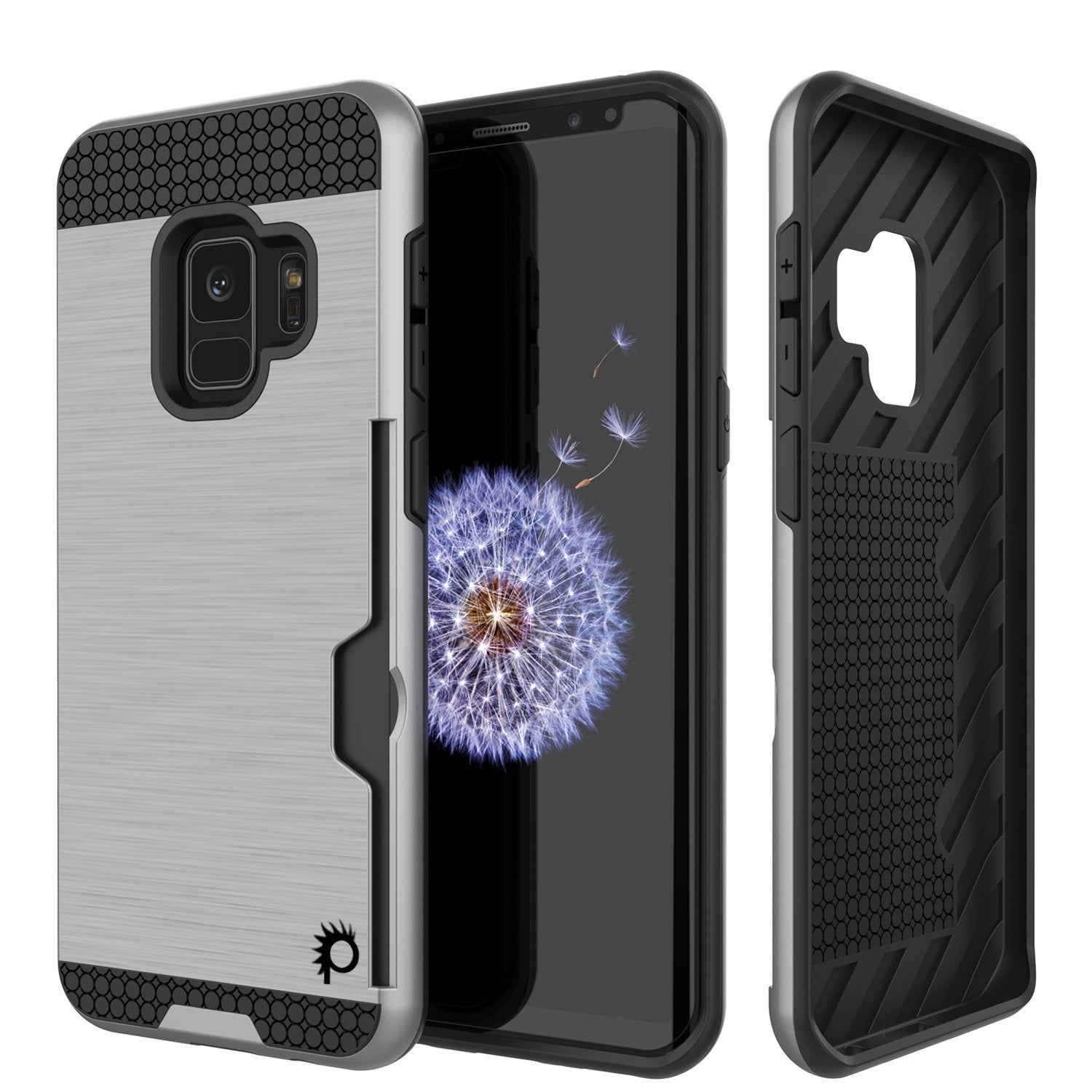 Galaxy S9 Case, PUNKcase [SLOT Series] [Slim Fit] Dual-Layer Armor Cover w/Integrated Anti-Shock System, Credit Card Slot [Silver] - PunkCase NZ