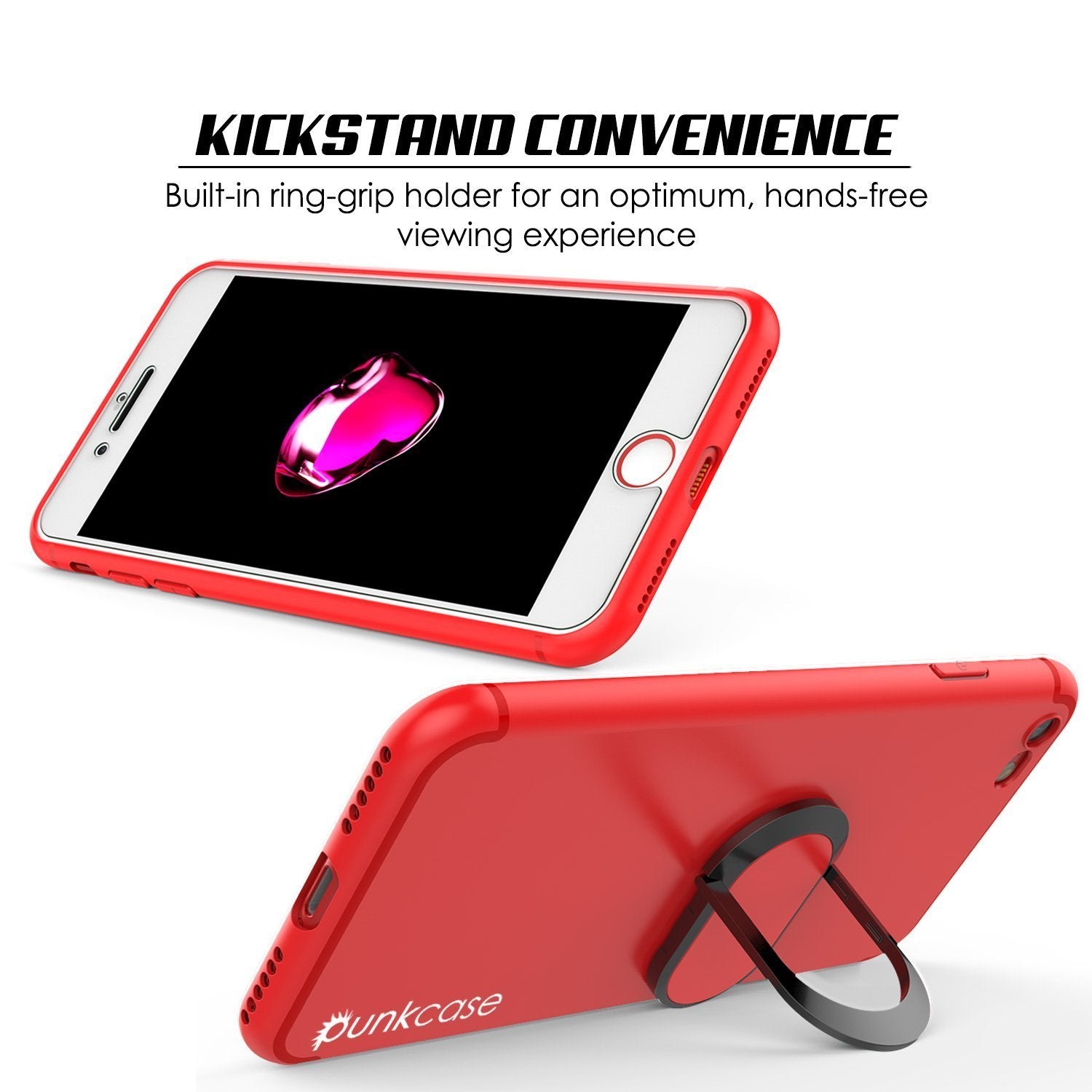 iPhone 8 Case, Punkcase Magnetix Protective TPU Cover W/ Kickstand, Tempered Glass Screen Protector [Red] - PunkCase NZ