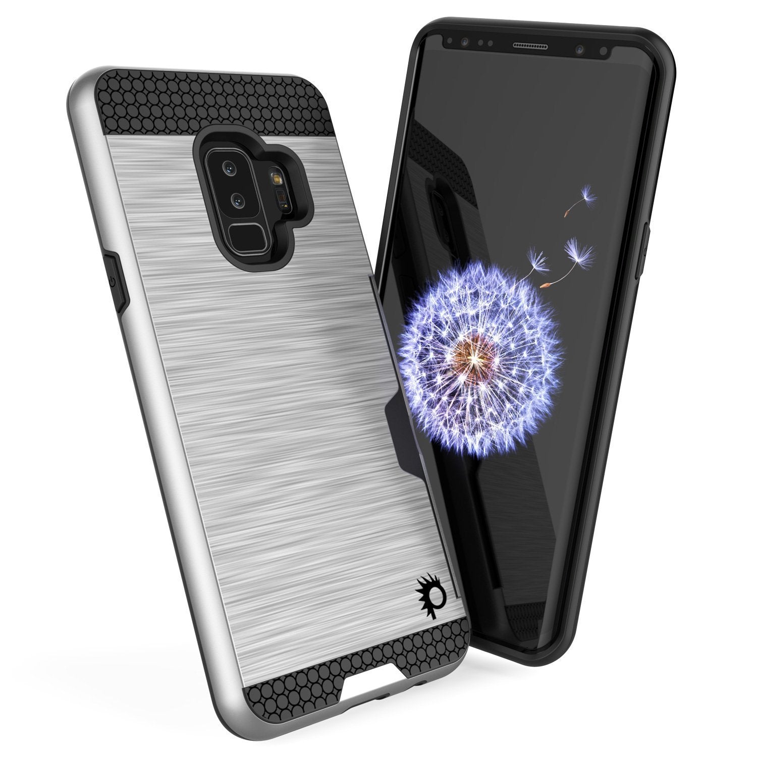 Galaxy S9 Plus Case, PUNKcase [SLOT Series] [Slim Fit] Dual-Layer Armor Cover w/Integrated Anti-Shock System, Credit Card Slot [Silver] - PunkCase NZ