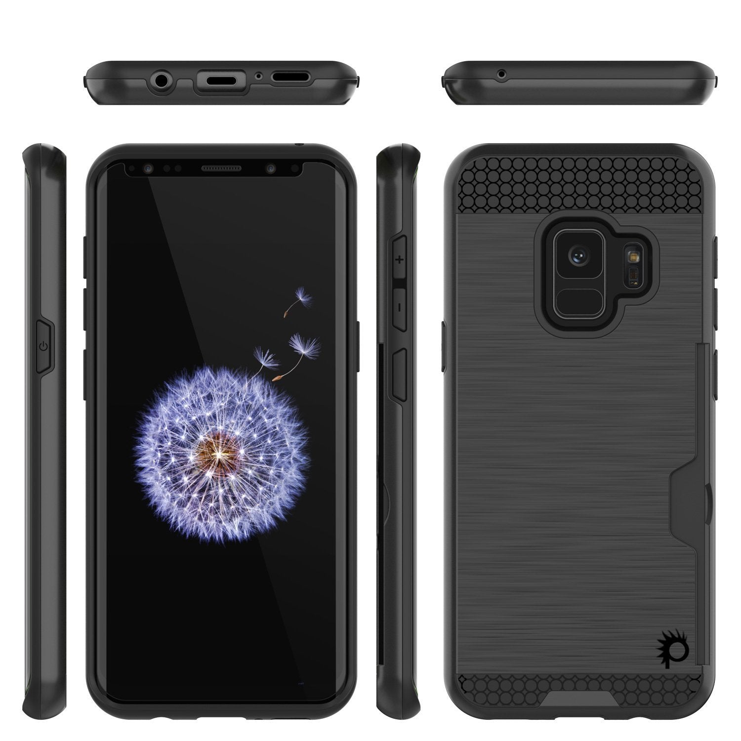 Galaxy S9 Case, PUNKcase [SLOT Series] [Slim Fit] Dual-Layer Armor Cover w/Integrated Anti-Shock System, Credit Card Slot [Black] - PunkCase NZ