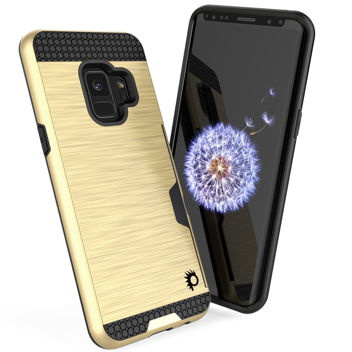 Galaxy S9 Case, PUNKcase [SLOT Series] [Slim Fit] Dual-Layer Armor Cover w/Integrated Anti-Shock System, Credit Card Slot [Gold] - PunkCase NZ
