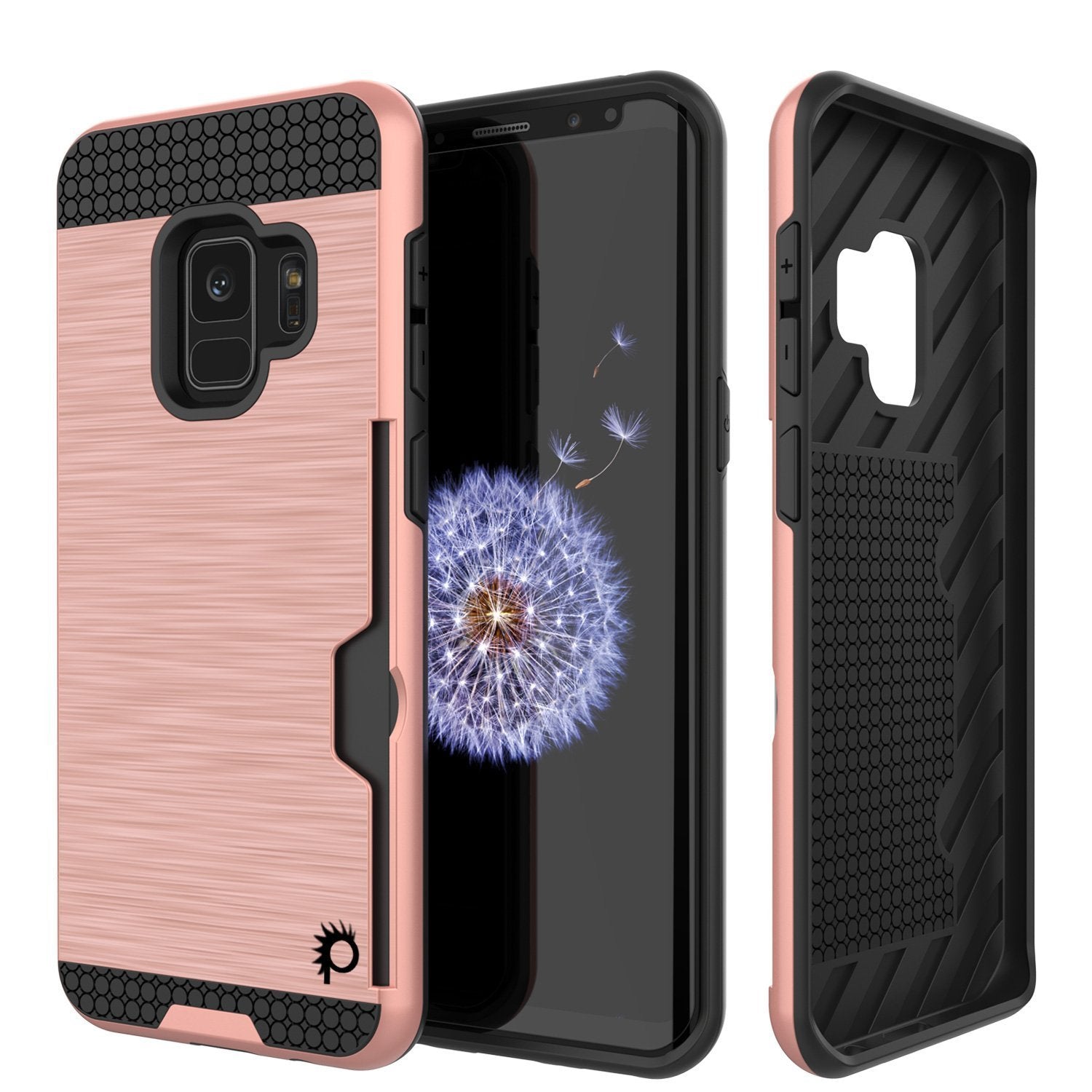 Galaxy S9 Case, PUNKcase [SLOT Series] [Slim Fit] Dual-Layer Armor Cover w/Integrated Anti-Shock System, Credit Card Slot [Rose Gold]