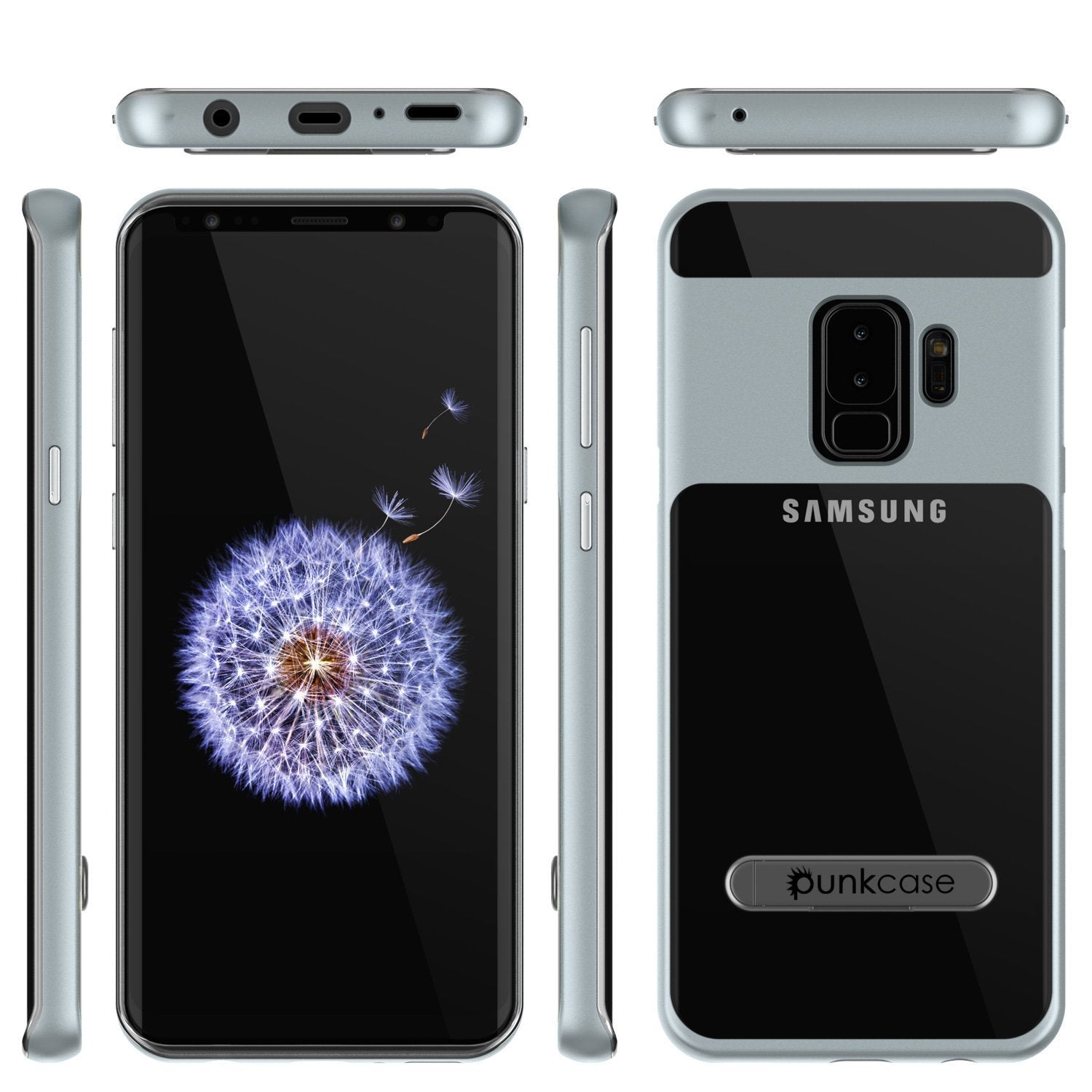 Galaxy S9+ Plus Case, PUNKcase [LUCID 3.0 Series] [Slim Fit] [Clear Back] Armor Cover w/ Integrated Kickstand, Anti-Shock System & PUNKSHIELD Screen Protector for Samsung Galaxy S9+ Plus [Silver] - PunkCase NZ