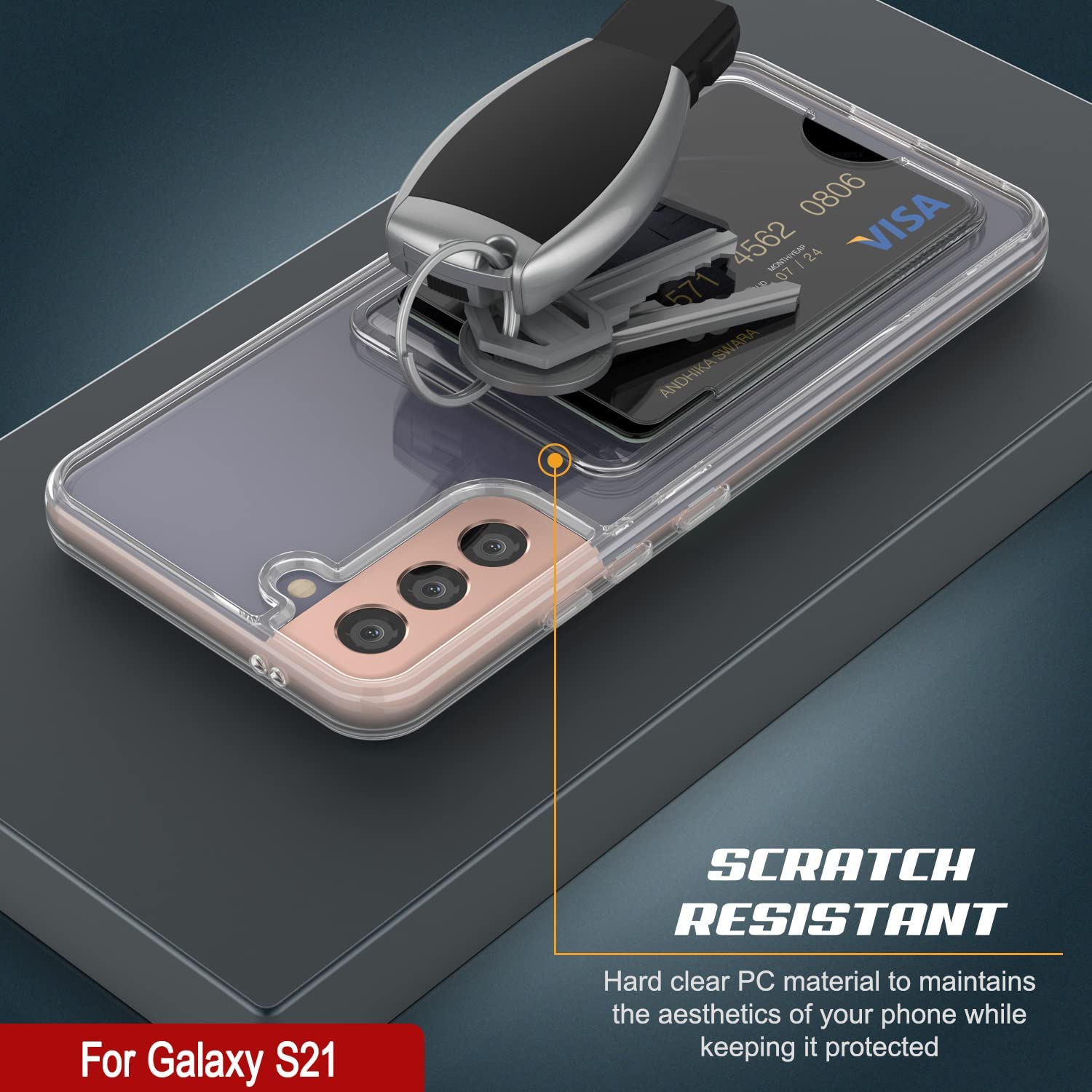 Galaxy S24 Card Holder Case [Crystal CardSlot Series] [Slim Fit] [Grey]