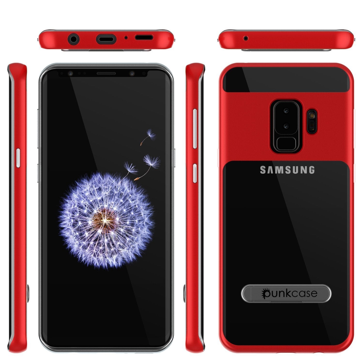 Galaxy S9+ Plus Case, PUNKcase [LUCID 3.0 Series] [Slim Fit] [Clear Back] Armor Cover w/ Integrated Kickstand, Anti-Shock System & PUNKSHIELD Screen Protector for Samsung Galaxy S9+ Plus [Red] - PunkCase NZ