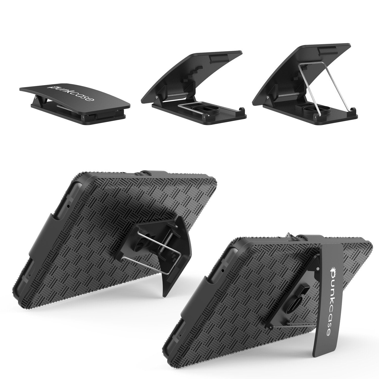 Punkcase Galaxy s10+ Plus Case With Screen Protector, Holster Belt Clip [Black]