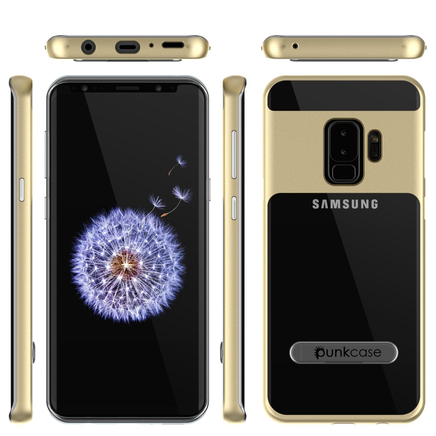 Galaxy S9+ Plus Case, PUNKcase [LUCID 3.0 Series] [Slim Fit] [Clear Back] Armor Cover w/ Integrated Kickstand, Anti-Shock System & PUNKSHIELD Screen Protector for Samsung Galaxy S9+ Plus [Gold] - PunkCase NZ