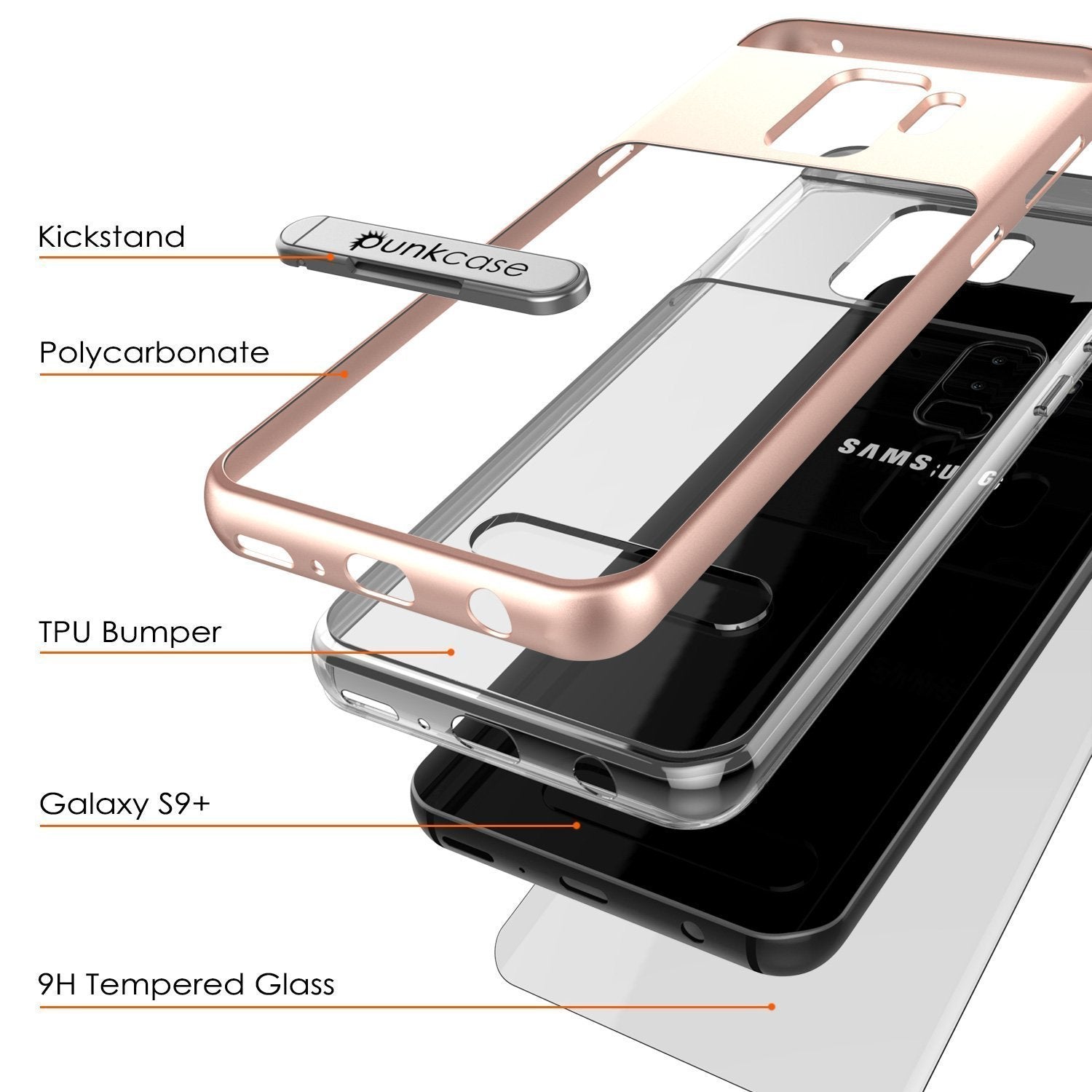 Galaxy S10+ Plus Case, PUNKcase [LUCID 3.0 Series] [Slim Fit] Armor Cover w/ Integrated Screen Protector [Rose Gold]