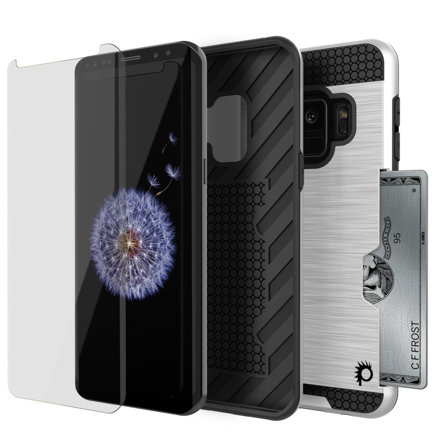 Galaxy S9 Case, PUNKcase [SLOT Series] [Slim Fit] Dual-Layer Armor Cover w/Integrated Anti-Shock System, Credit Card Slot & Screen Protector [White] - PunkCase NZ