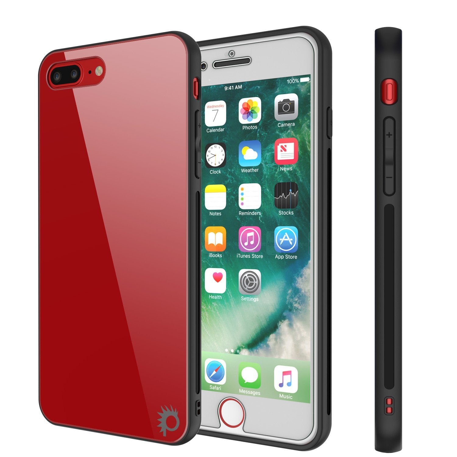 iPhone 8 PLUS Case, Punkcase GlassShield Ultra Thin Protective 9H Full Body Tempered Glass Cover W/ Drop Protection & Non Slip Grip for Apple iPhone 7 PLUS / Apple iPhone 8 PLUS (Red) - PunkCase NZ