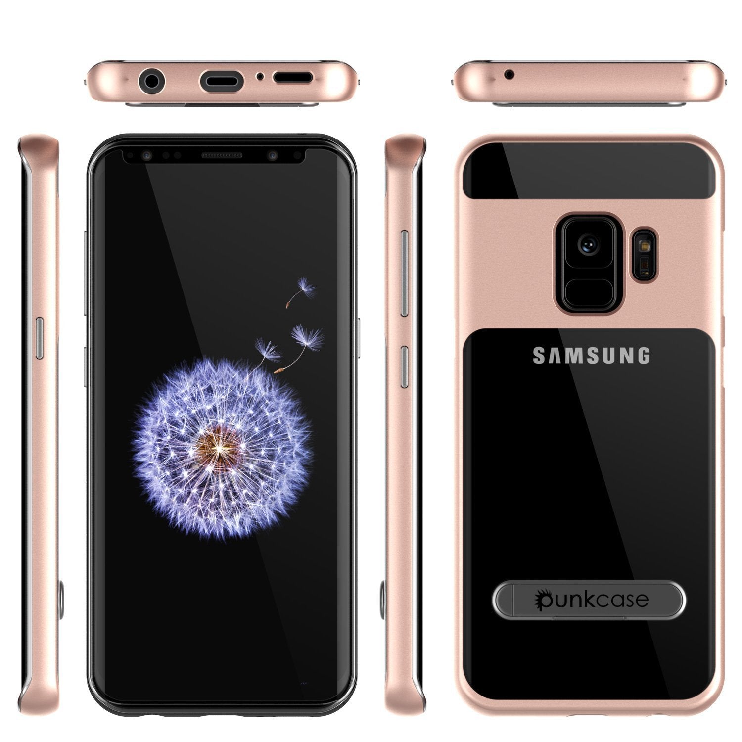 Galaxy S9 Case, PUNKcase [LUCID 3.0 Series] [Slim Fit] [Clear Back] Armor Cover w/ Integrated Kickstand, Anti-Shock System & PUNKSHIELD Screen Protector for Samsung Galaxy S9 [Rose Gold] - PunkCase NZ
