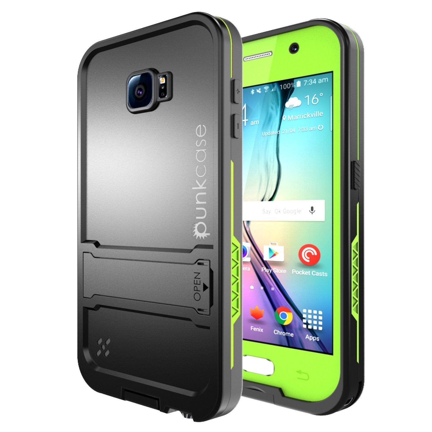 Galaxy S6 Waterproof Case, Punkcase SpikeStar Light Green Water/Shock/Dirt Proof | Lifetime Warranty
