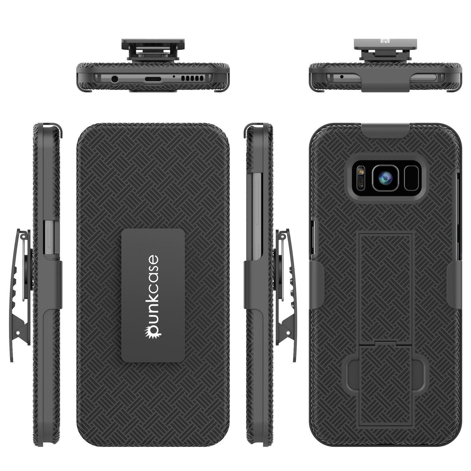 Punkcase Galaxy S8+ Plus Case, With PunkShield Glass Screen Protector, Holster Belt Clip & Built-In Kickstand Non-Slip Dual Layer Hybrid TPU Full Body Protection for Samsung S8 Plus Edge [Black] - PunkCase NZ
