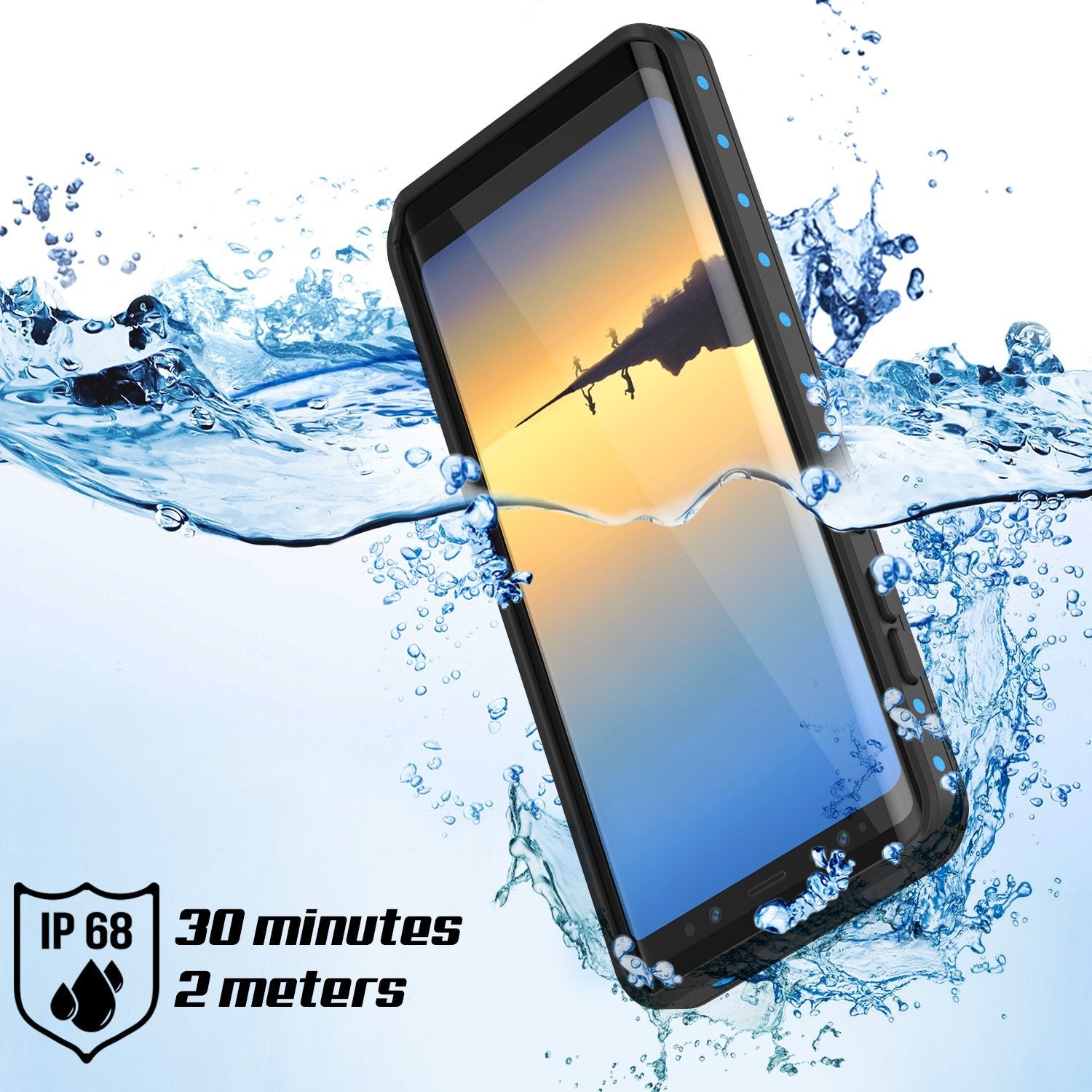 Galaxy Note 8 Waterproof Case PunkCase StudStar Light Blue Thin 6.6ft Underwater IP68 ShockProof - PunkCase NZ