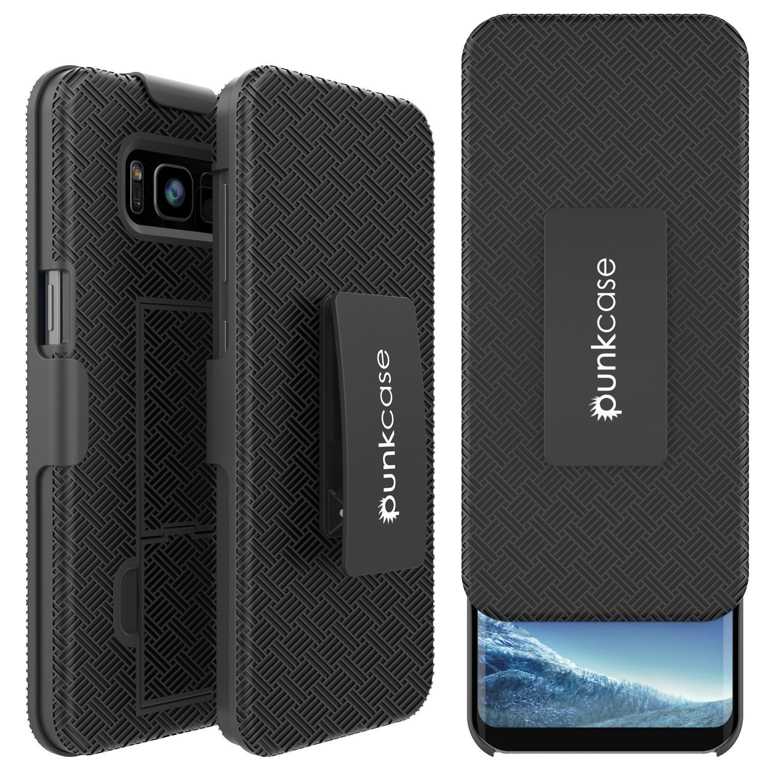 Punkcase Galaxy S8+ Plus Case, With PunkShield Glass Screen Protector, Holster Belt Clip & Built-In Kickstand Non-Slip Dual Layer Hybrid TPU Full Body Protection for Samsung S8 Plus Edge [Black] - PunkCase NZ