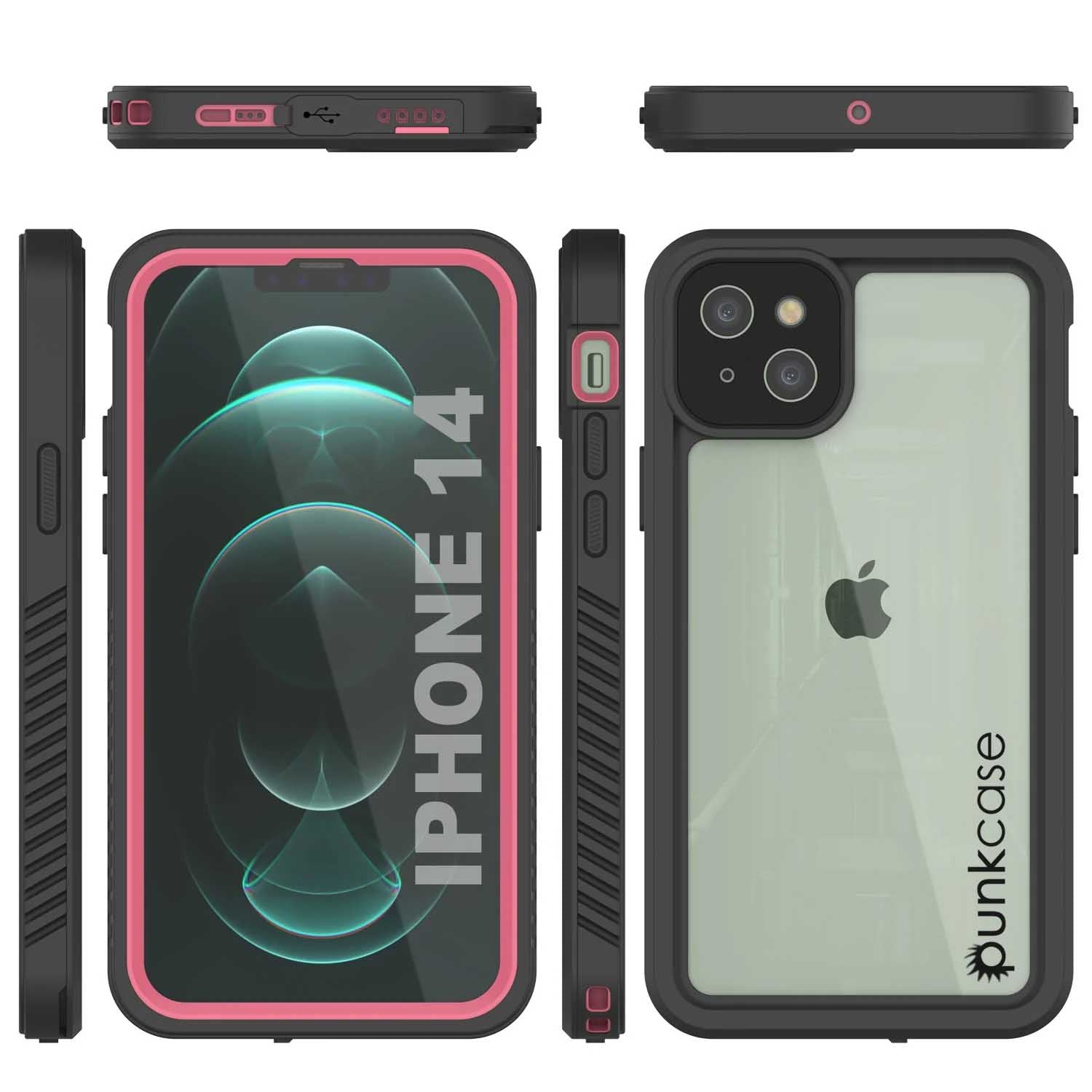 iPhone 14  Waterproof Case, Punkcase [Extreme Series] Armor Cover W/ Built In Screen Protector [Pink]