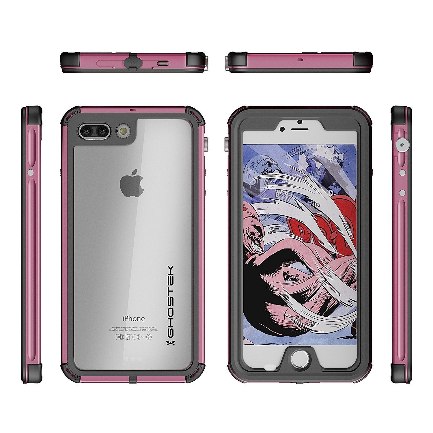 iPhone 8+ Plus Waterproof Case, Ghostek® Atomic 3.0 Pink Series - PunkCase NZ