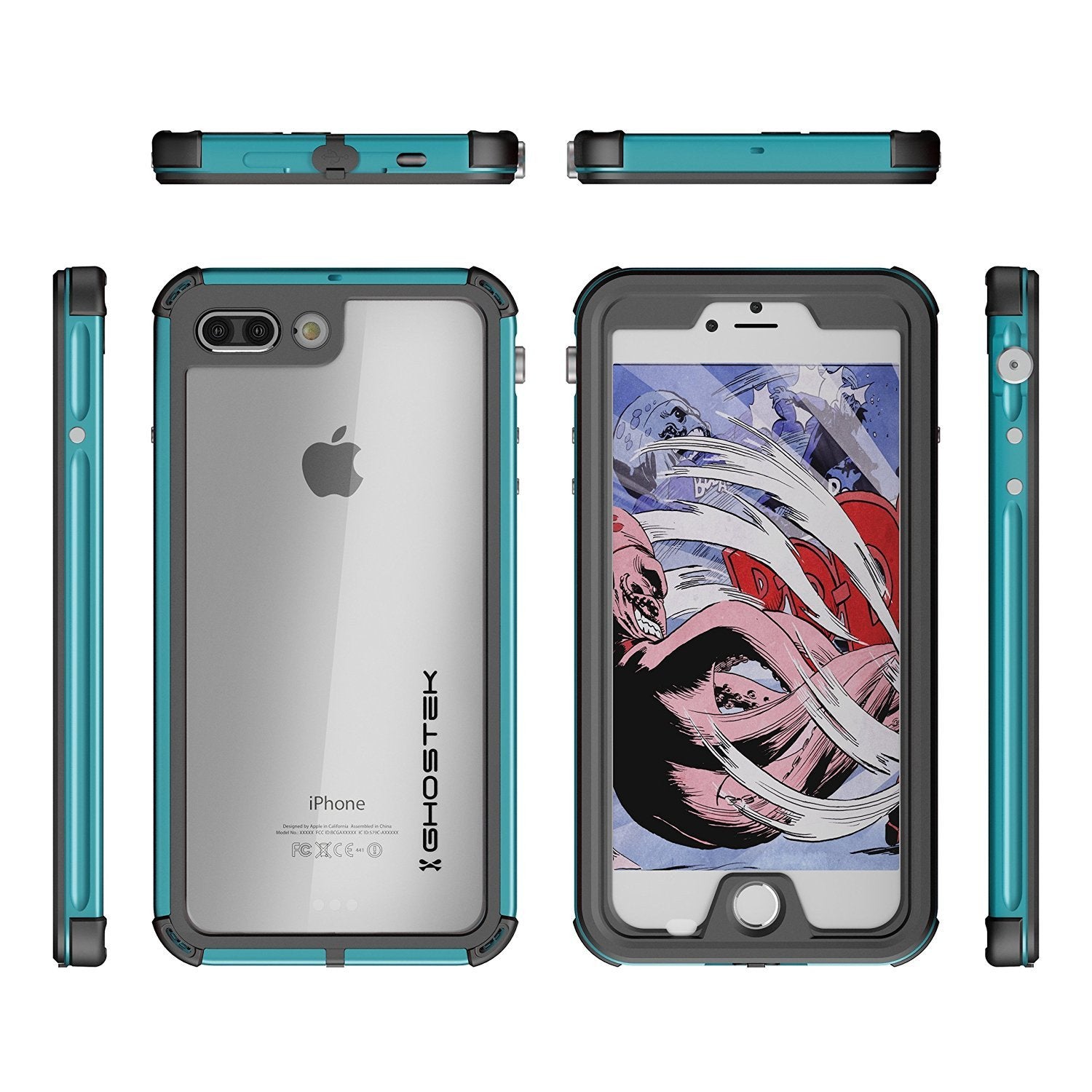 iPhone 7+ Plus Waterproof Case, Ghostek® Atomic 3.0 Teal Series - PunkCase NZ