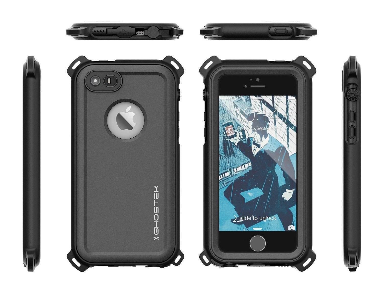 iPhone SE/5S/5 Waterproof Case, Ghostek® Nautical Black Series| Underwater | Aluminum Frame - PunkCase NZ