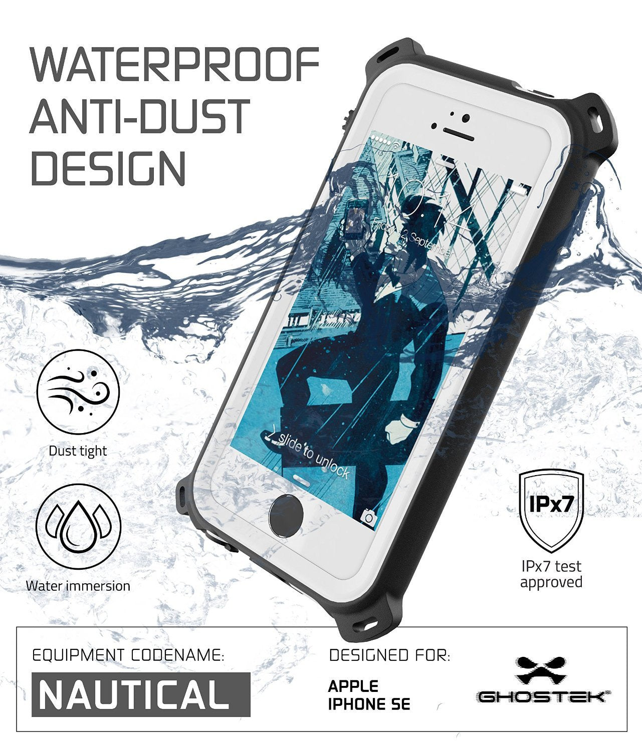 iPhone SE/5S/5 Waterproof Case, Ghostek® Nautical White Series| Underwater | Aluminum Frame - PunkCase NZ