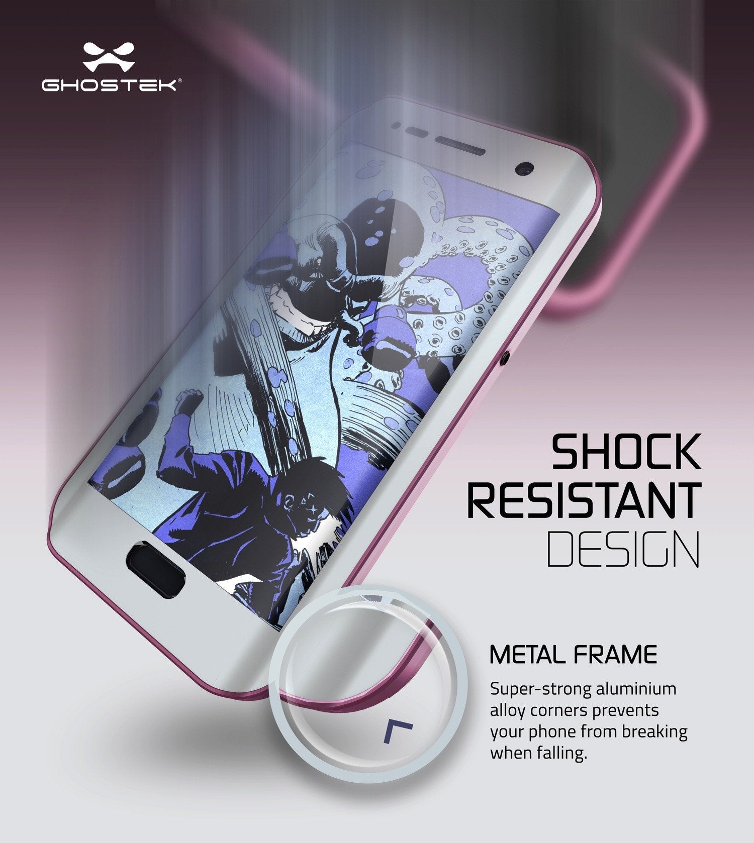 Galaxy S7 EDGE Waterproof Case, Ghostek Atomic 2.0 Pink Shock/Dirt/Snow Proof | Lifetime Warranty - PunkCase NZ