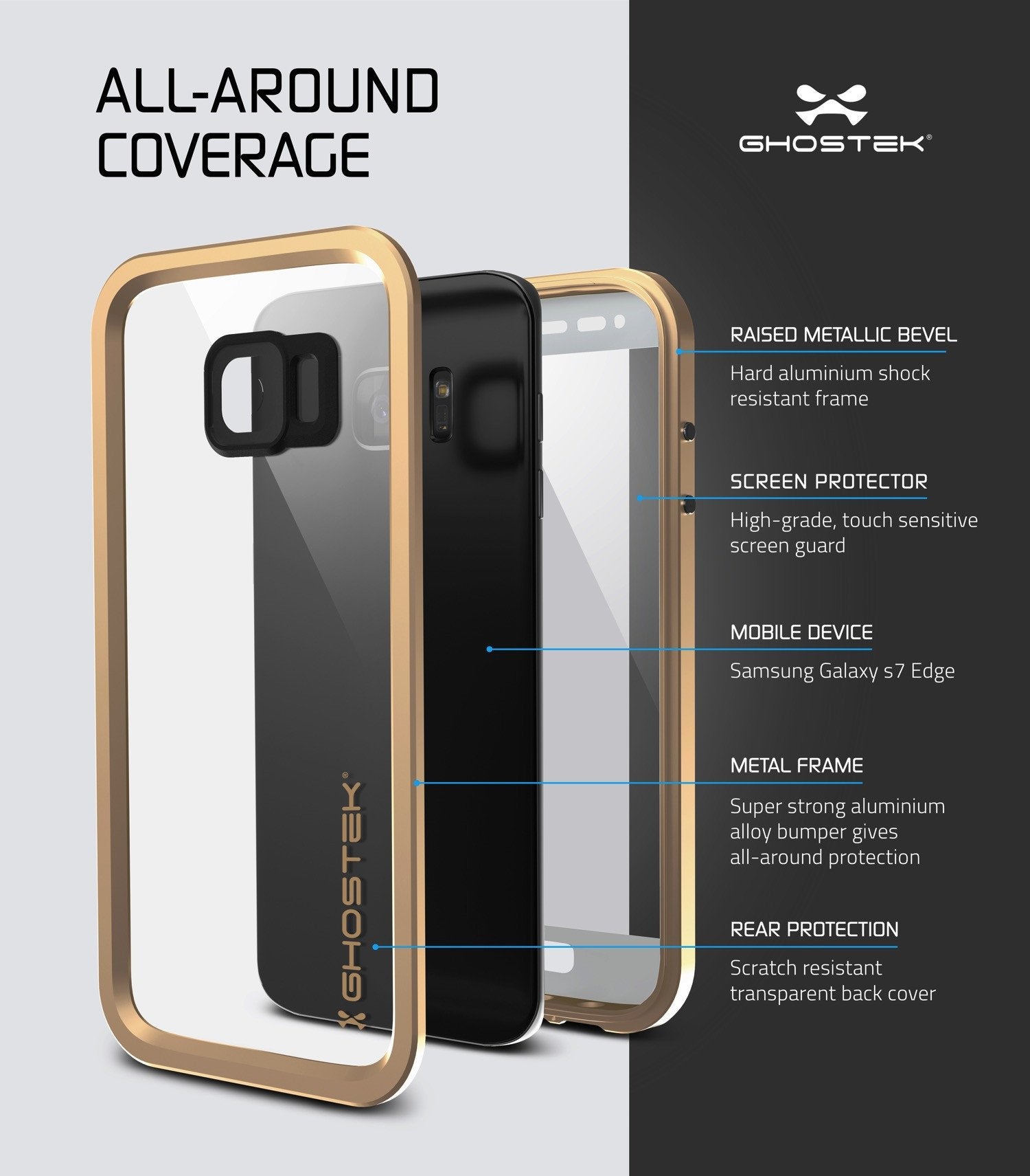 Galaxy S7 EDGE Waterproof Case, Ghostek Atomic 2.0 Gold Shock/Dirt/Snow Proof | Lifetime Warranty - PunkCase NZ