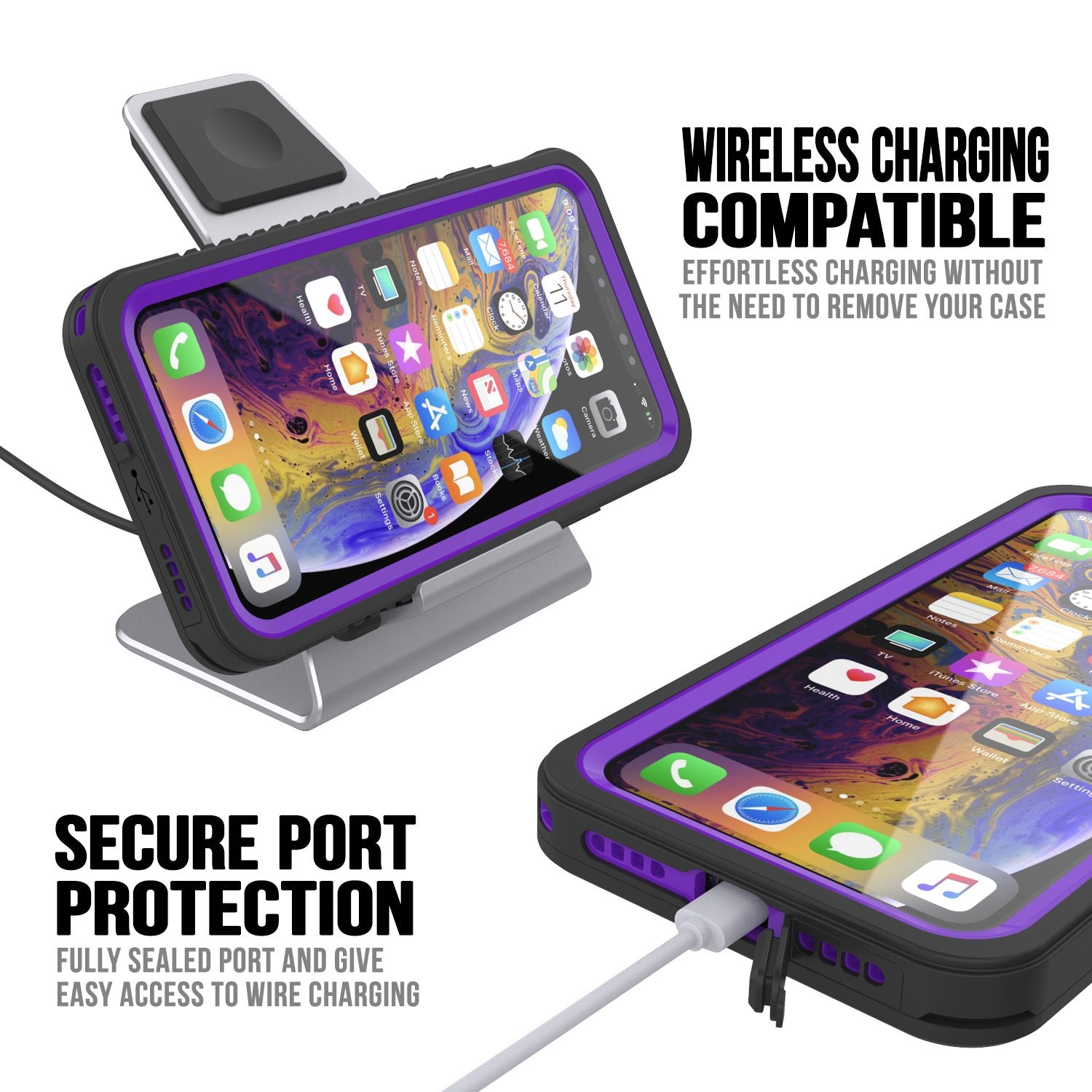 iPhone 11 Pro Max Waterproof Case, Punkcase [Extreme Series] Armor Cover W/ Built In Screen Protector [Purple]