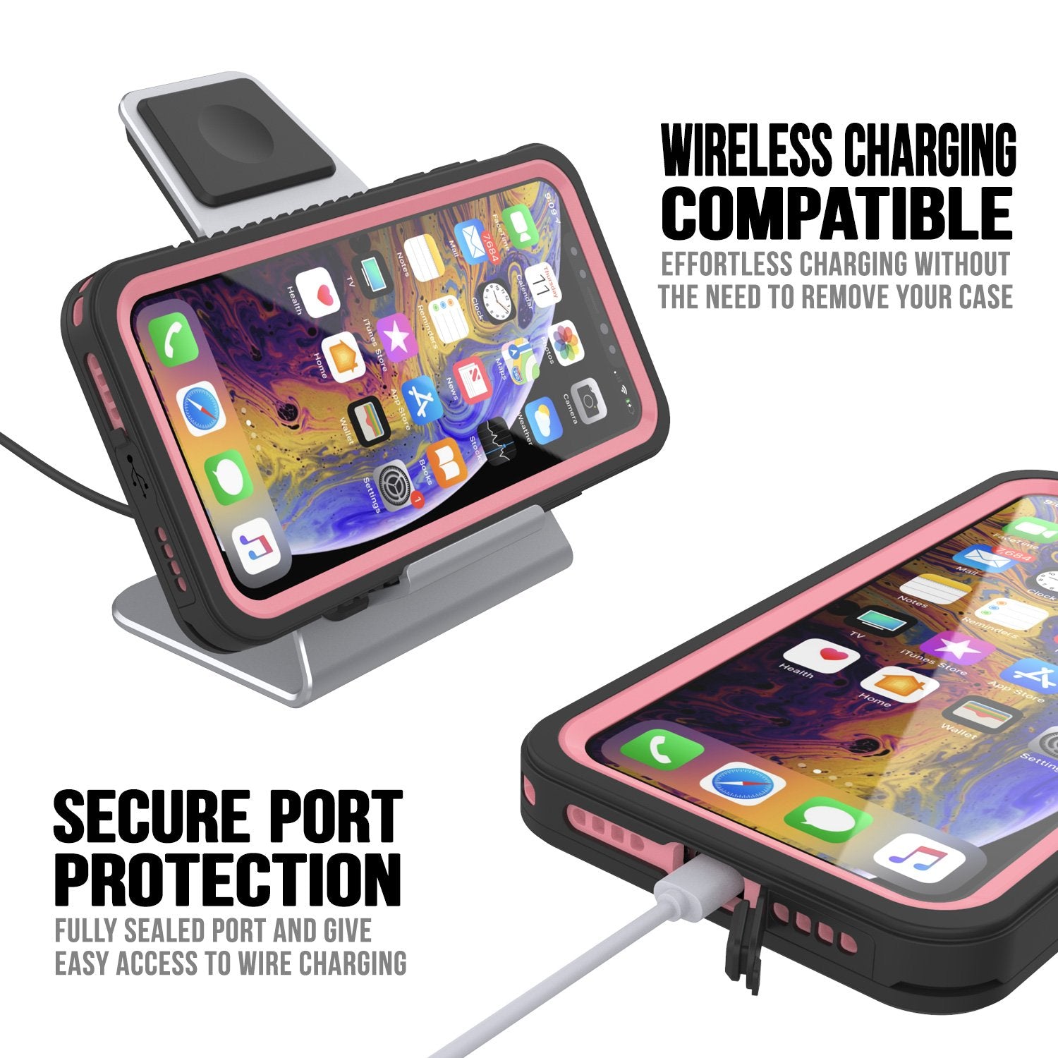 iPhone 11 Pro Max Waterproof Case, Punkcase [Extreme Series] Armor Cover W/ Built In Screen Protector [Pink]
