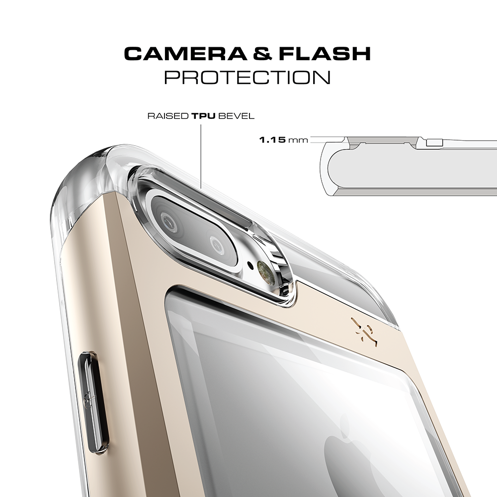 iPhone 8+ Plus Case, Ghostek® Cloak 2.0 Gold w/ Explosion-Proof Screen Protector | Aluminum Frame - PunkCase NZ