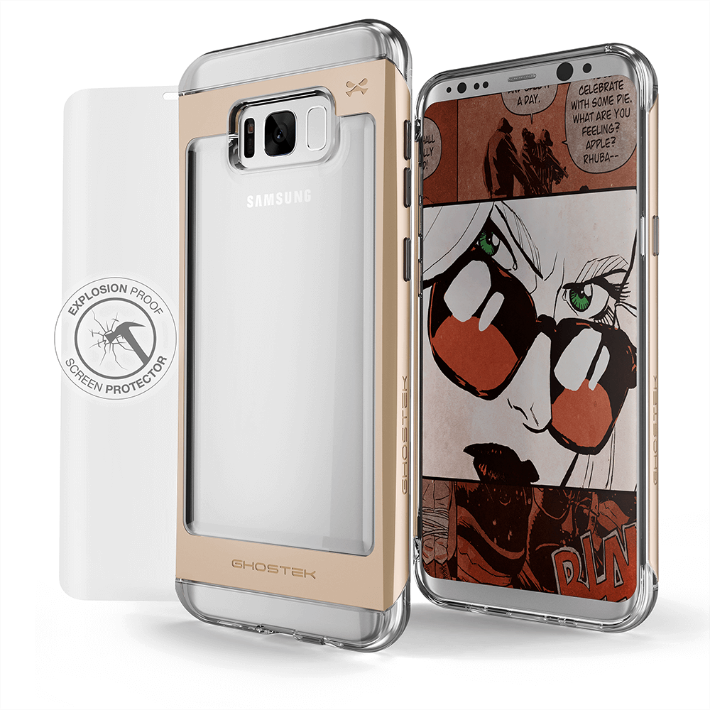 Galaxy S8 Case, Ghostek® Cloak 2.0 Gold w/ Explosion-Proof Screen Protector | Aluminum Frame