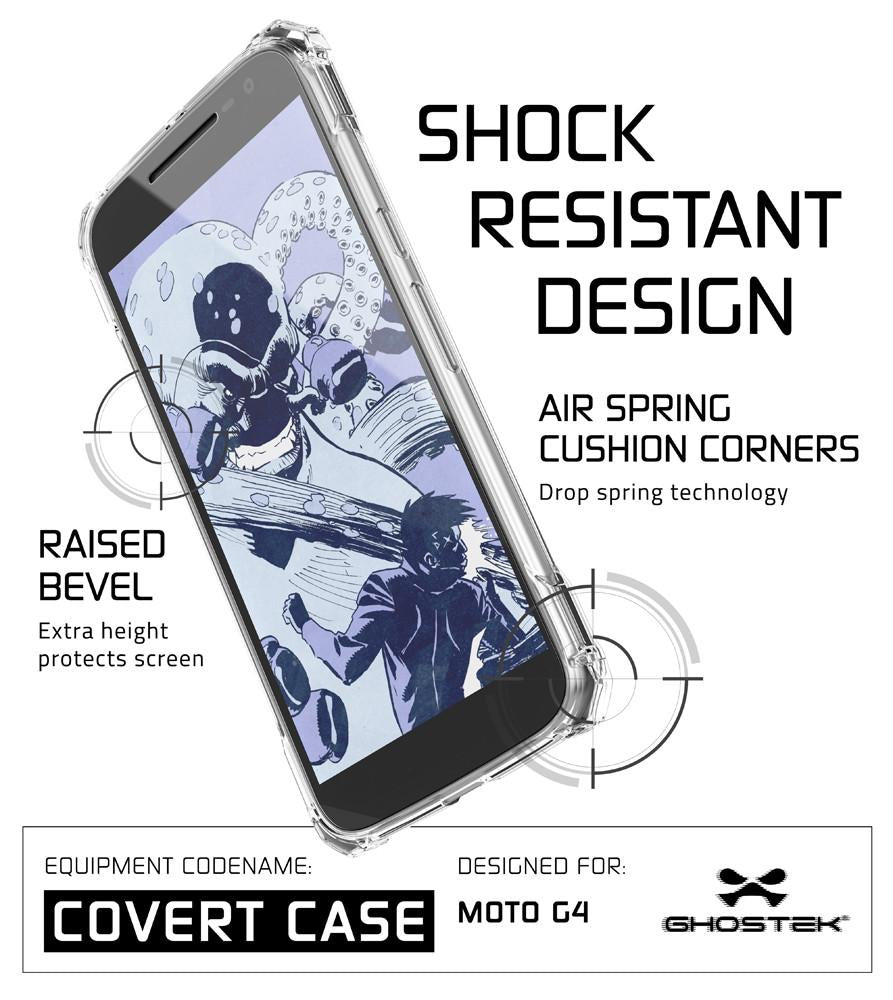 Moto G4 Case, Ghostek Covert Clear Series | Clear TPU | Explosion-Proof Screen Protector | Ultra Fit - PunkCase NZ