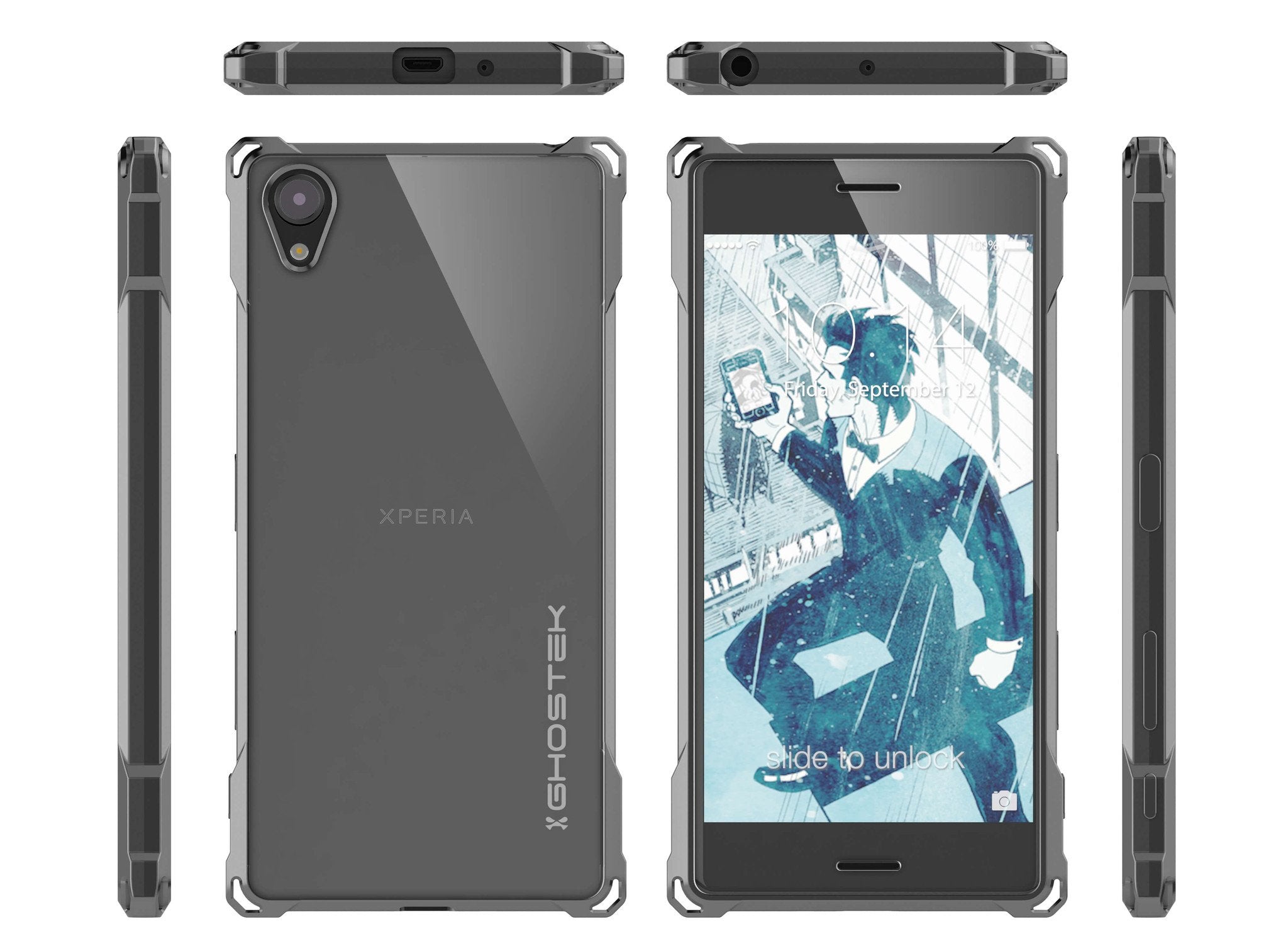 Xperia X Case, Ghostek Covert Dark Gray Series | Clear TPU | Warranty | Screen Protector | Ultra Fit - PunkCase NZ