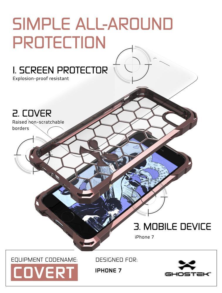 iPhone 8 Case, Ghostek® Covert Rose Pink, Premium Impact Protective Armor | Warranty - PunkCase NZ