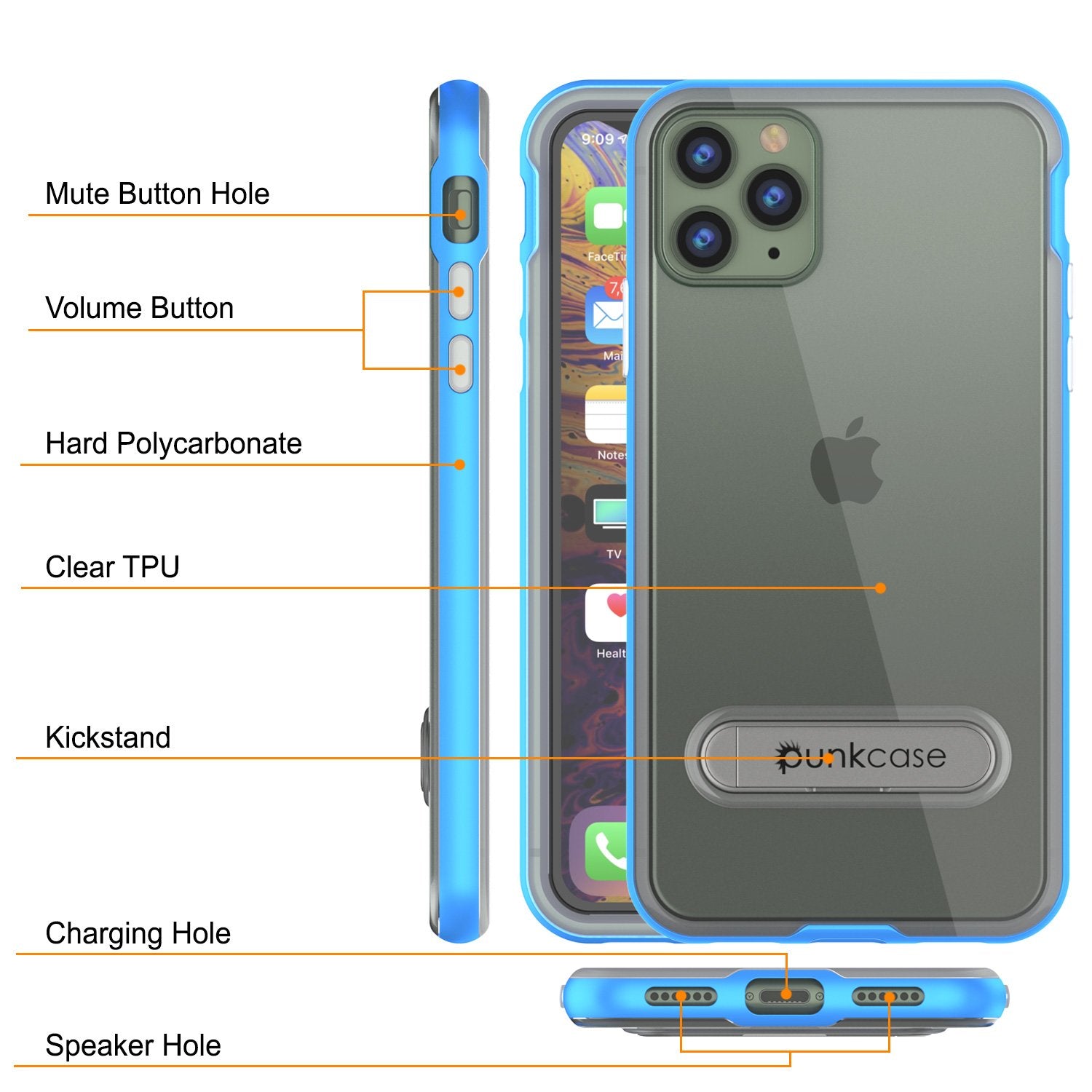 iPhone 12 Pro Max Case, PUNKcase [LUCID 3.0 Series] [Slim Fit] Protective Cover w/ Integrated Screen Protector [Blue]