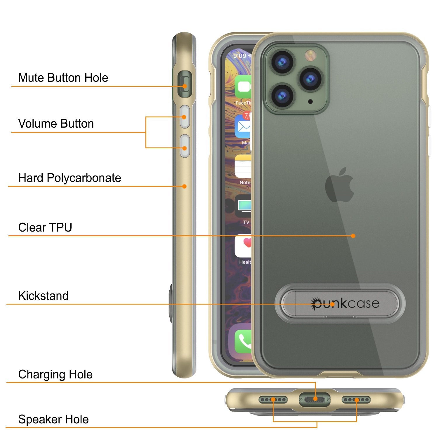 iPhone 12 Pro Case, PUNKcase [LUCID 3.0 Series] [Slim Fit] Protective Cover w/ Integrated Screen Protector [Gold]