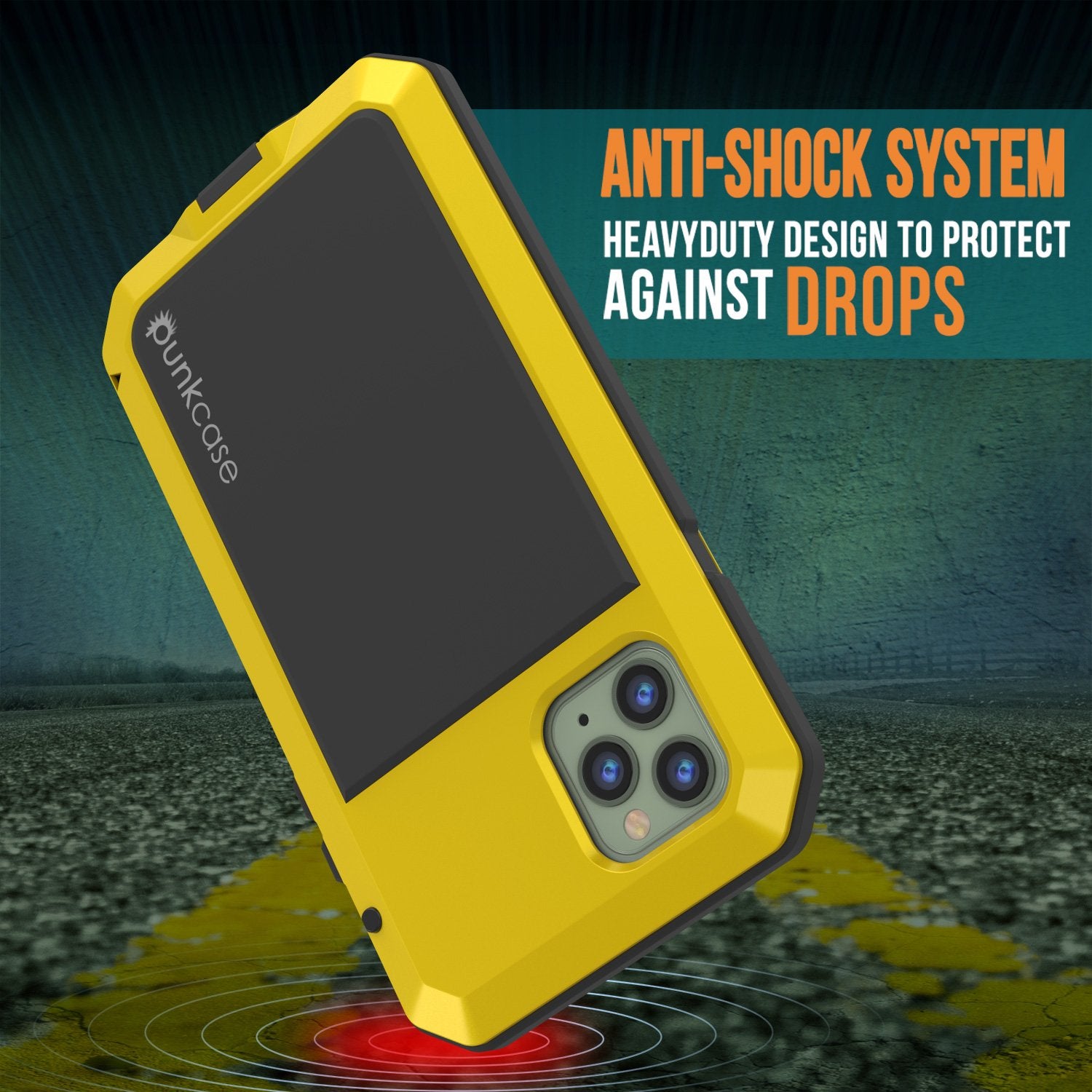 iPhone 11 Pro Max Metal Case, Heavy Duty Military Grade Armor Cover [shock proof] Full Body Hard [Neon]
