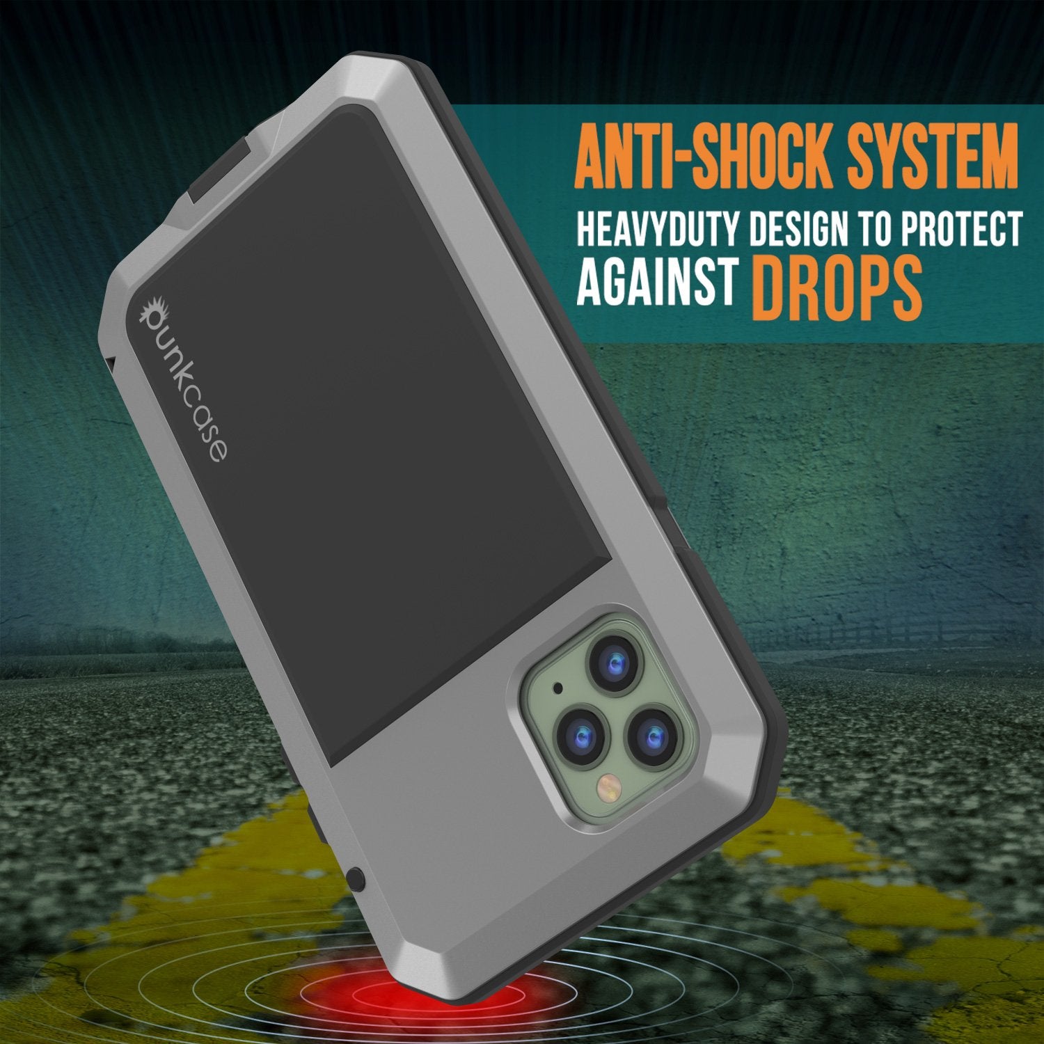 iPhone 11 Pro Max Metal Case, Heavy Duty Military Grade Armor Cover [shock proof] Full Body Hard [Silver]