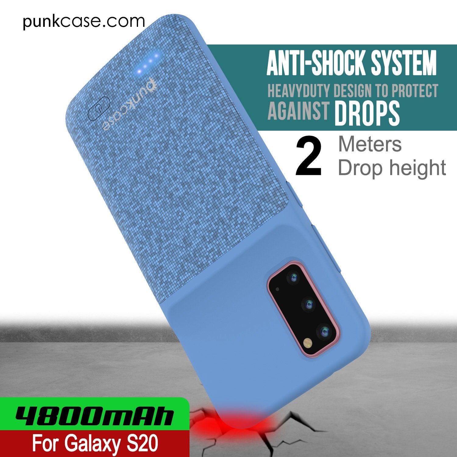 PunkJuice S20 Battery Case Patterned Blue - Fast Charging Power Juice Bank with 4800mAh