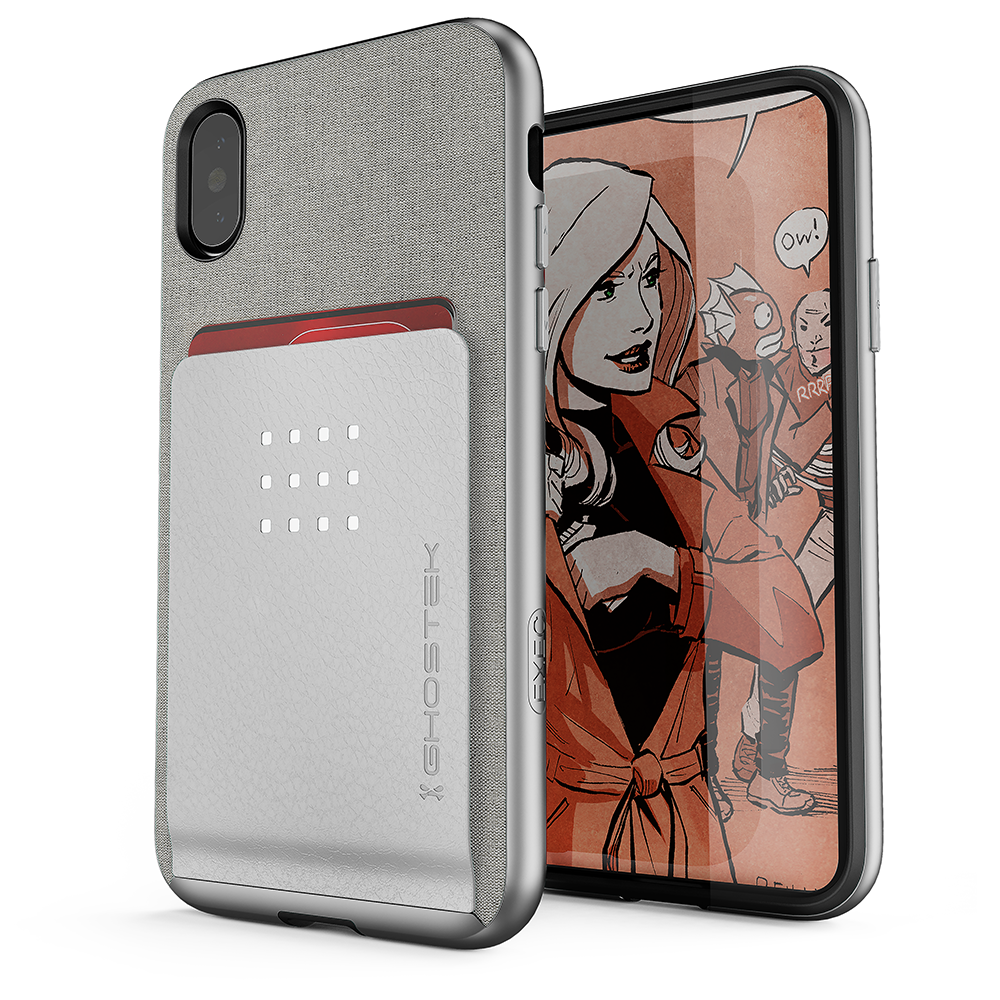 iPhone X Case, Ghostek Exec 2 Series for iPhone X / iPhone Pro Protective Wallet Case [Silver] - PunkCase NZ