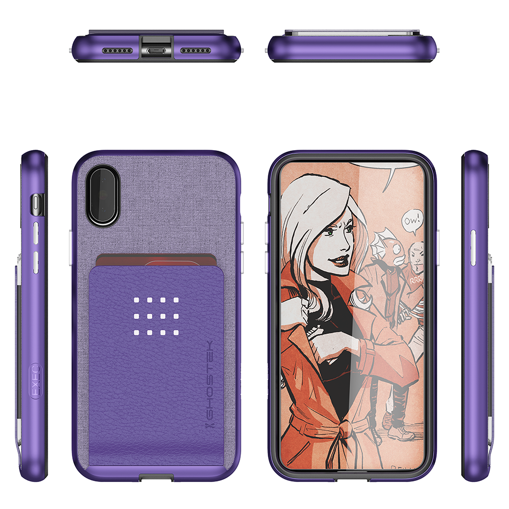 iPhone X Case, Ghostek Exec 2 Series for iPhone X / iPhone Pro Protective Wallet Case [PURPLE] - PunkCase NZ