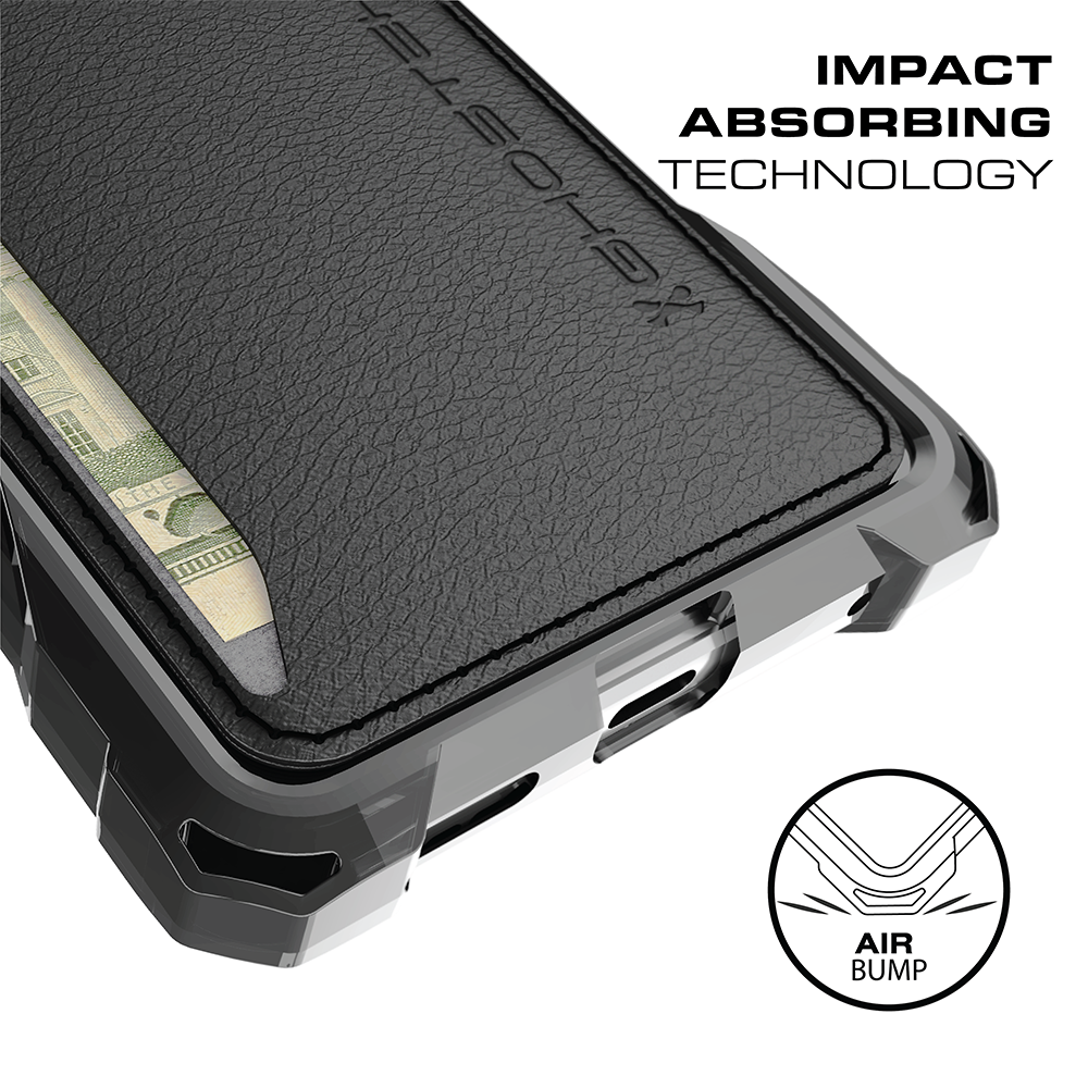 LG G6 Wallet Case, Ghostek Exec Black Series | Slim Armor Hybrid Impact Bumper | TPU PU Leather Credit Card Slot Holder Sleeve Cover - PunkCase NZ