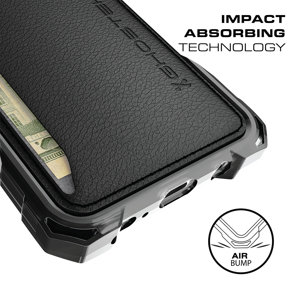 Galaxy S8 Wallet Case, Ghostek Exec Brown Series | Slim Armor Hybrid Impact Bumper | TPU PU Leather Credit Card Slot Holder Sleeve Cover - PunkCase NZ