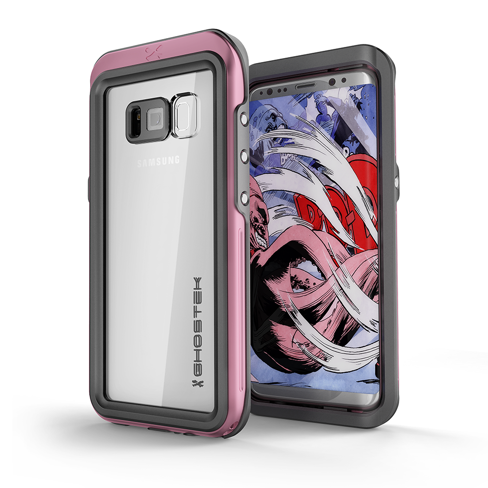 Galaxy S8 Waterproof Case, Ghostek Atomic 3 Series for Galaxy S8| Underwater | Shockproof | Dirt-proof | Snow-proof | Aluminum Frame | Adventure Ready | Ultra Fit | Swimming | (Pink)