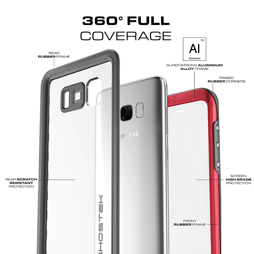 Galaxy S8 Waterproof Case, Ghostek Atomic 3 Series for Galaxy S8| Underwater | Shockproof | Dirt-proof | Snow-proof | Aluminum Frame | Adventure Ready | Ultra Fit | Swimming | (Silver) - PunkCase NZ