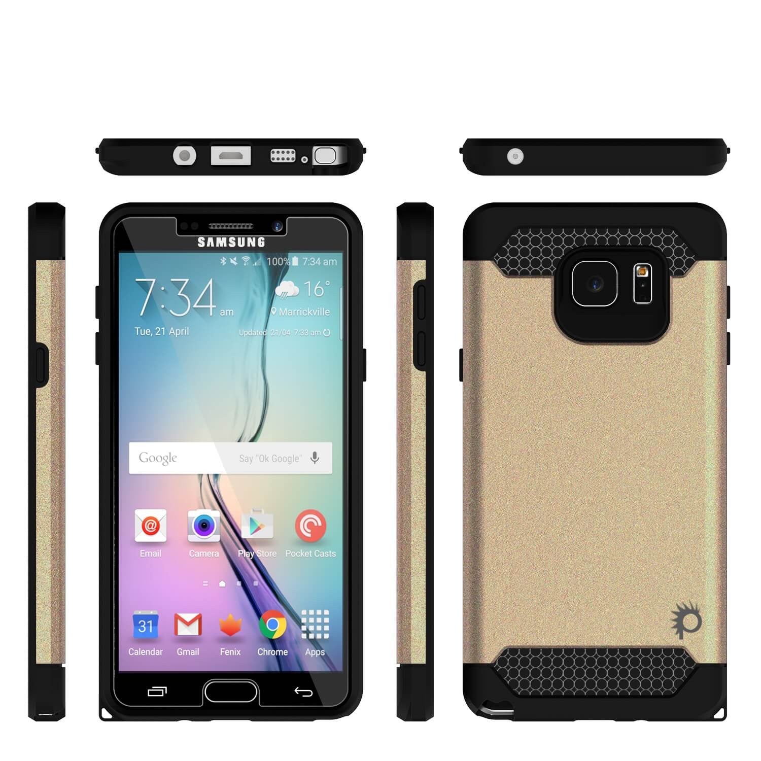 Galaxy Note 5 Case PunkCase Galactic Gold Series  Slim Armor Soft Cover Case w/ Tempered Glass - PunkCase NZ