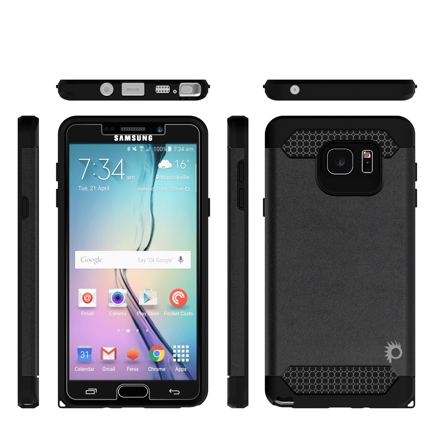 Galaxy Note 5 Case PunkCase Galactic Black Series Slim Armor Soft Cover Case w/ Tempered Glass - PunkCase NZ