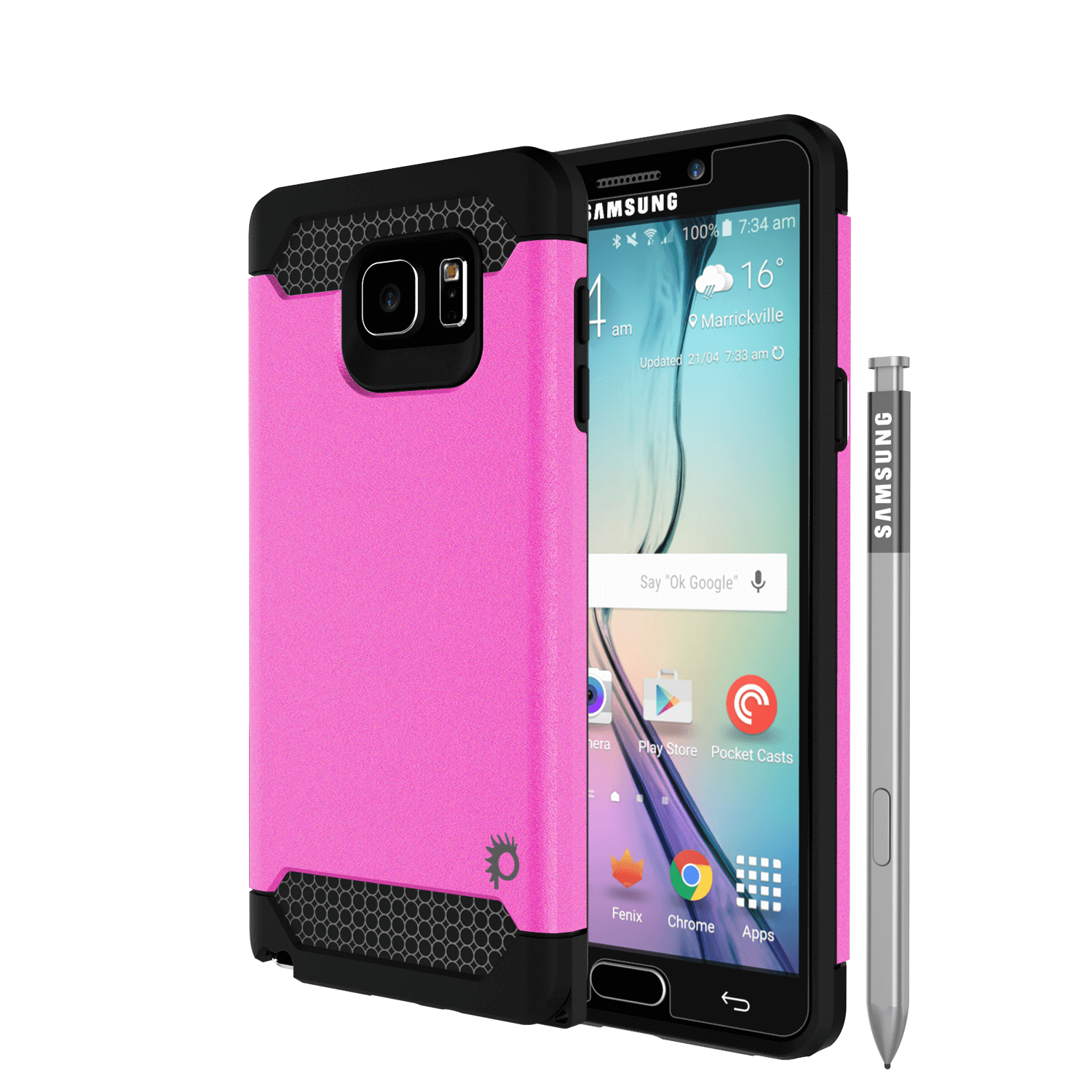 Galaxy Note 5 Case PunkCase Galactic Pink Series Slim Armor Soft Cover Case w/ Tempered Glass
