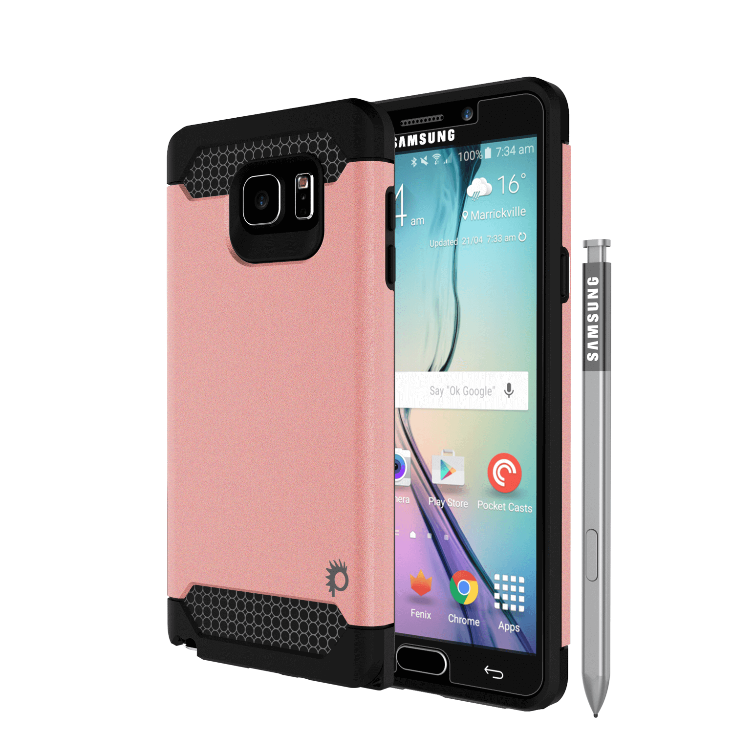 Galaxy Note 5 Case PunkCase Galactic Rose Gold Slim Armor Soft Cover Case w/ Tempered Glass