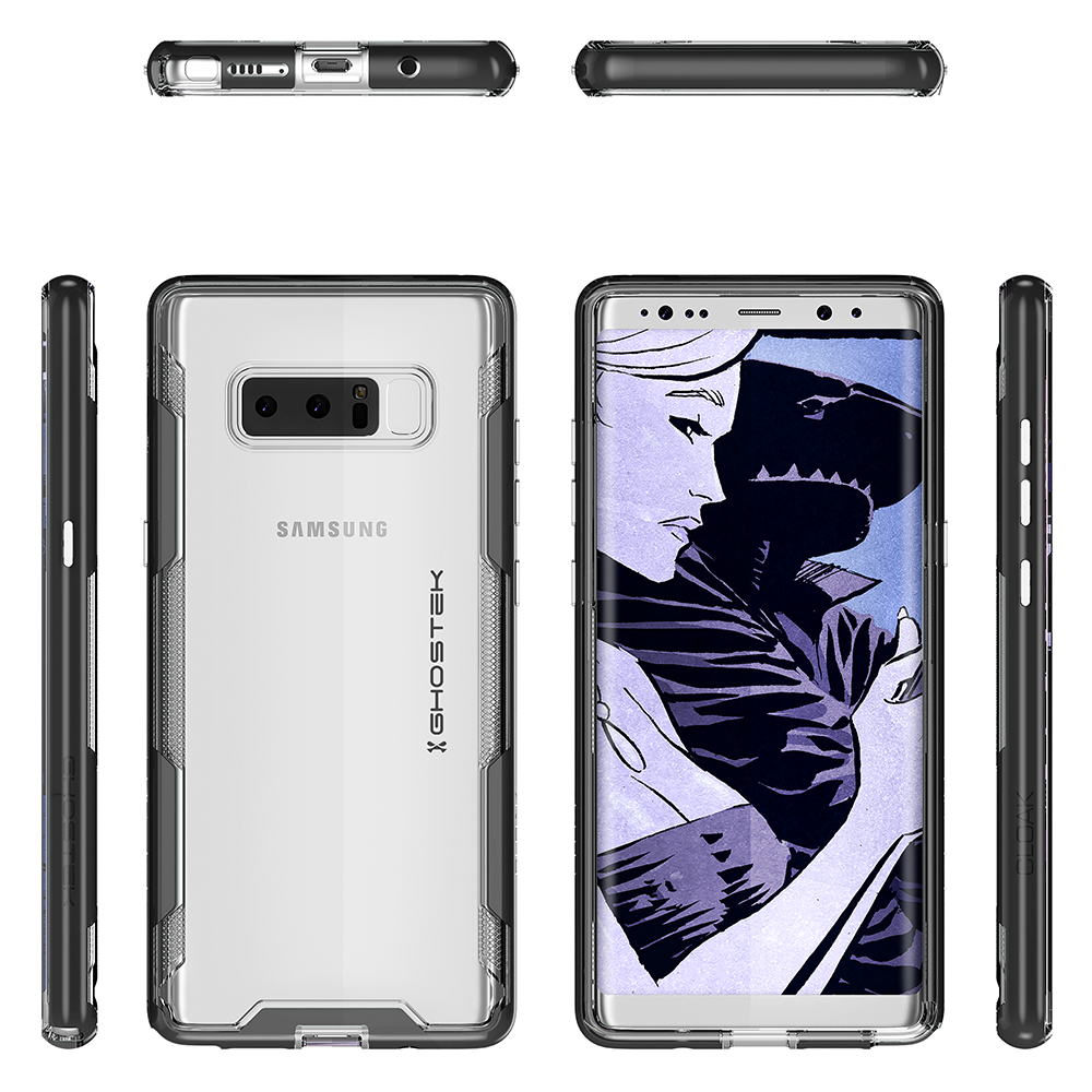 Galaxy Note 8 Case, Ghostek Cloak 3 Galaxy Note 8 Clear Transparent Bumper Case Note8 2017 | Black - PunkCase NZ