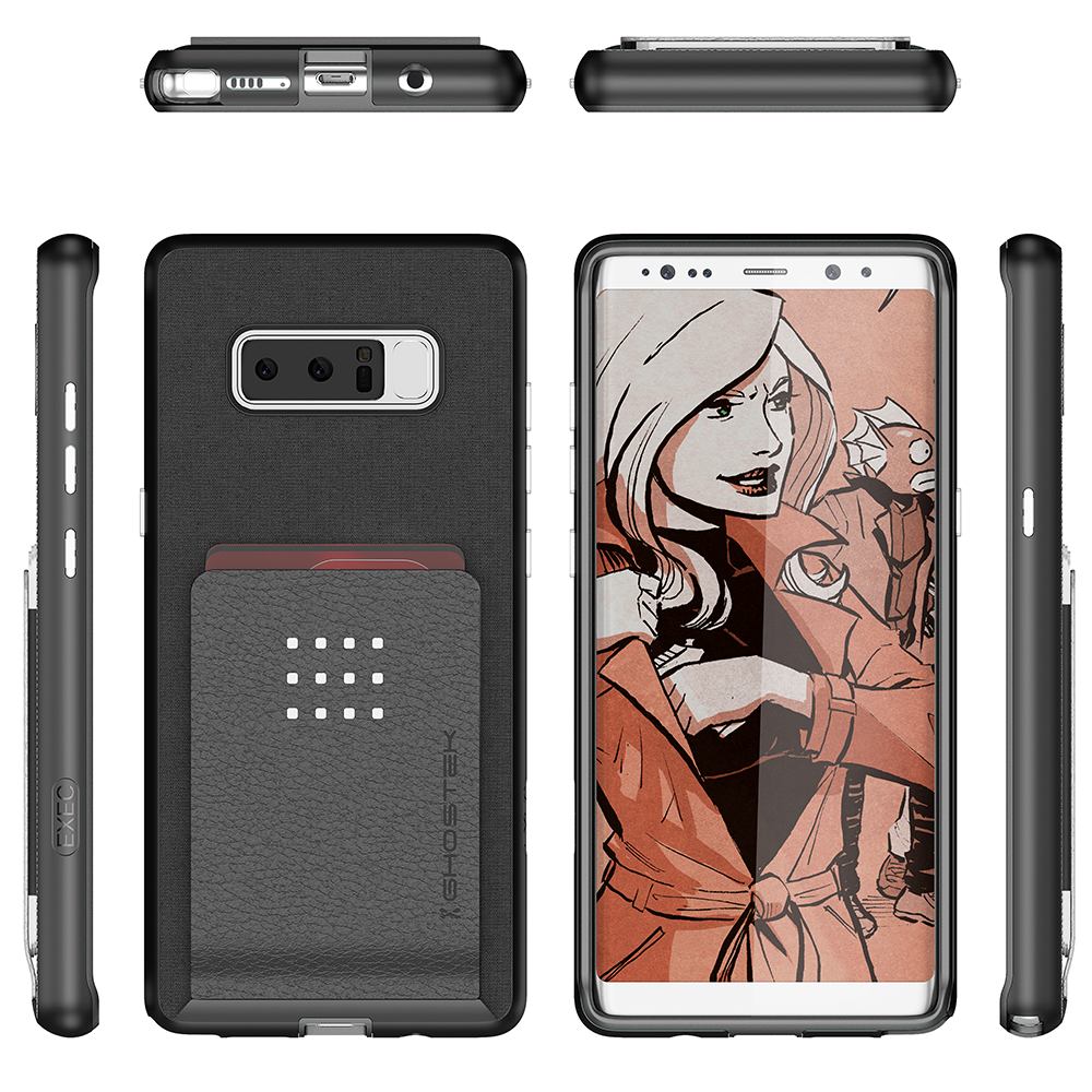 Galaxy Note 8 Case, Ghostek Exec 2 Slim Hybrid Impact Wallet Case for Samsung Galaxy Note 8 Armor | Black - PunkCase NZ